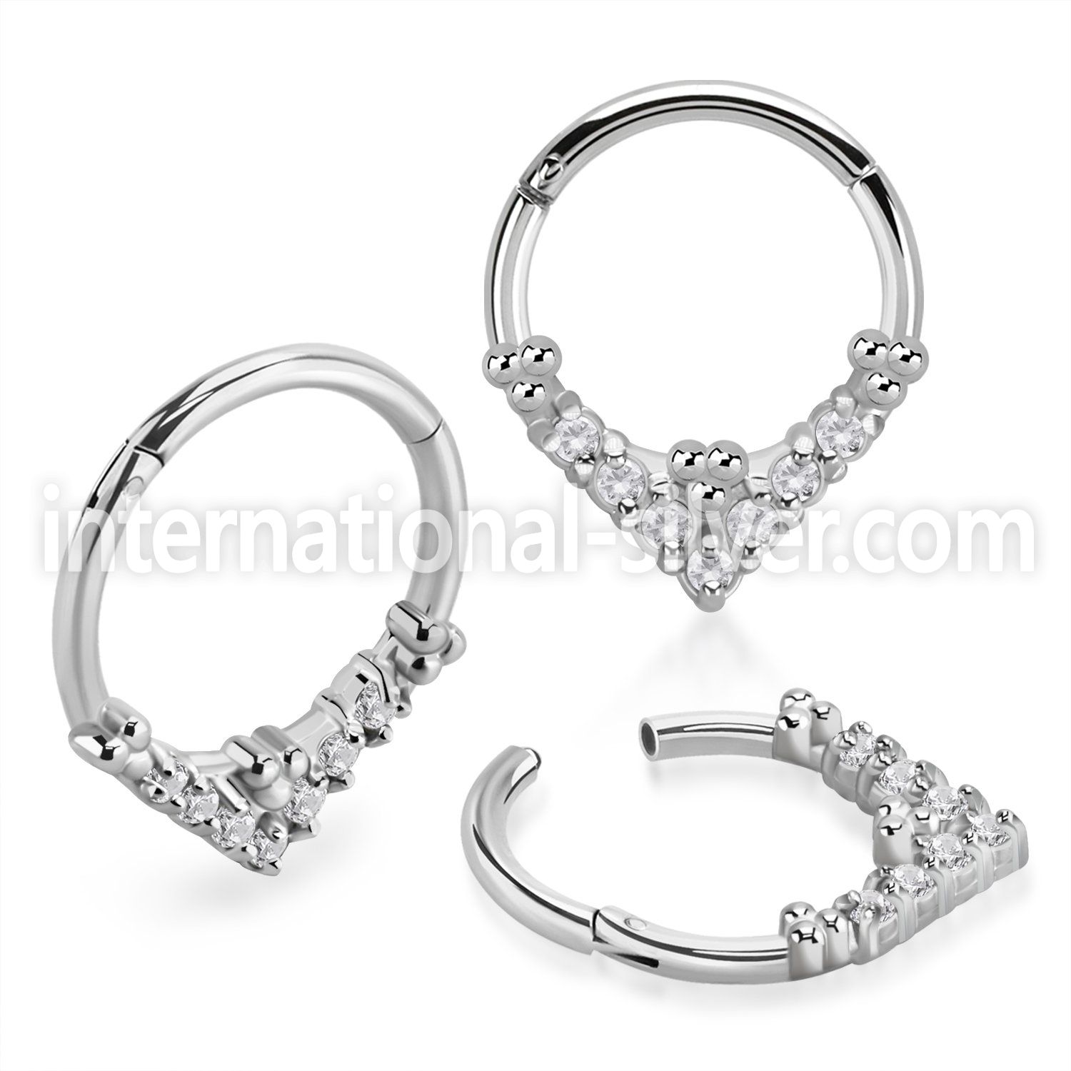 sgtsh31 steel hinged segment hoop cnc cz balls chevron