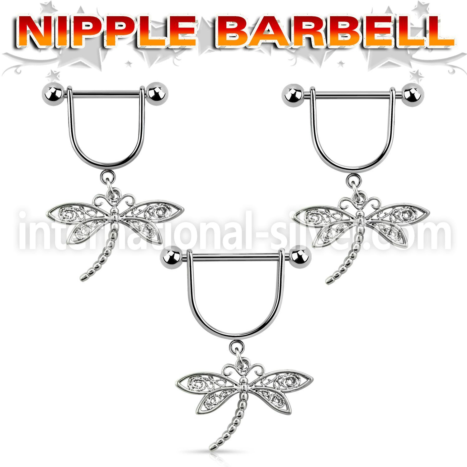 snpod3 316l steel nipple stirrup w dragonfly