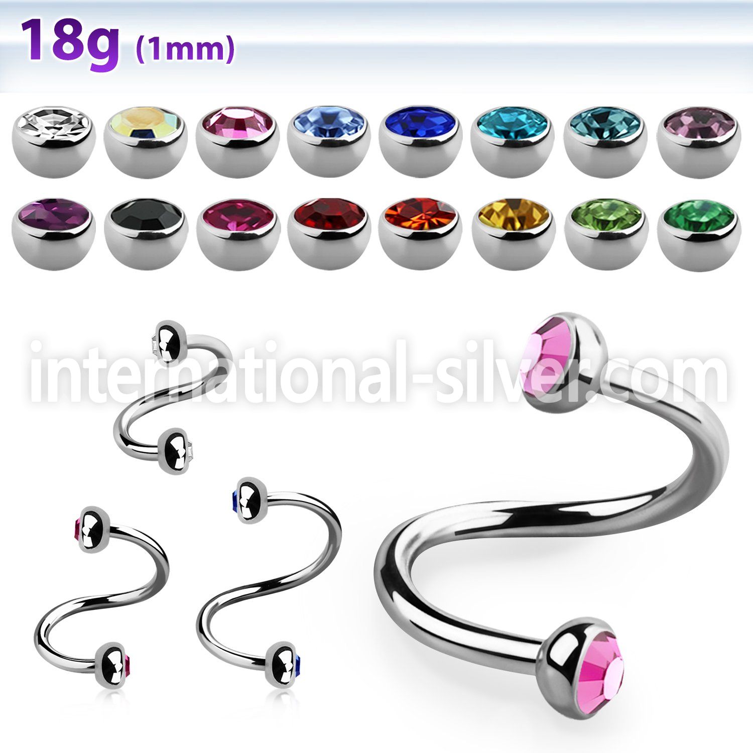 sp18hjb3 surgical steel spirals and twisters eyebrow helix tragus piercing
