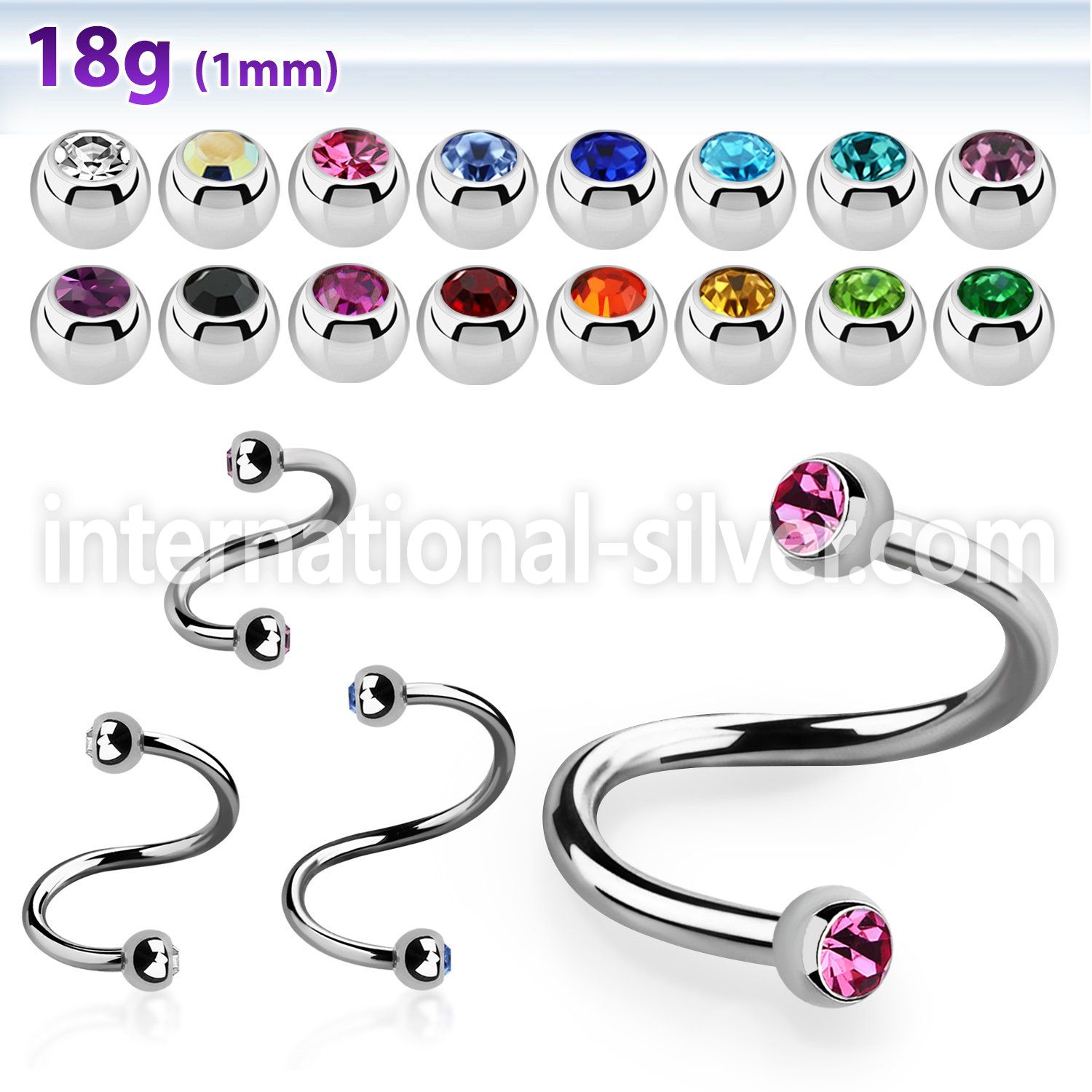 sp18jb25 surgical steel spirals and twisters eyebrow helix tragus piercing