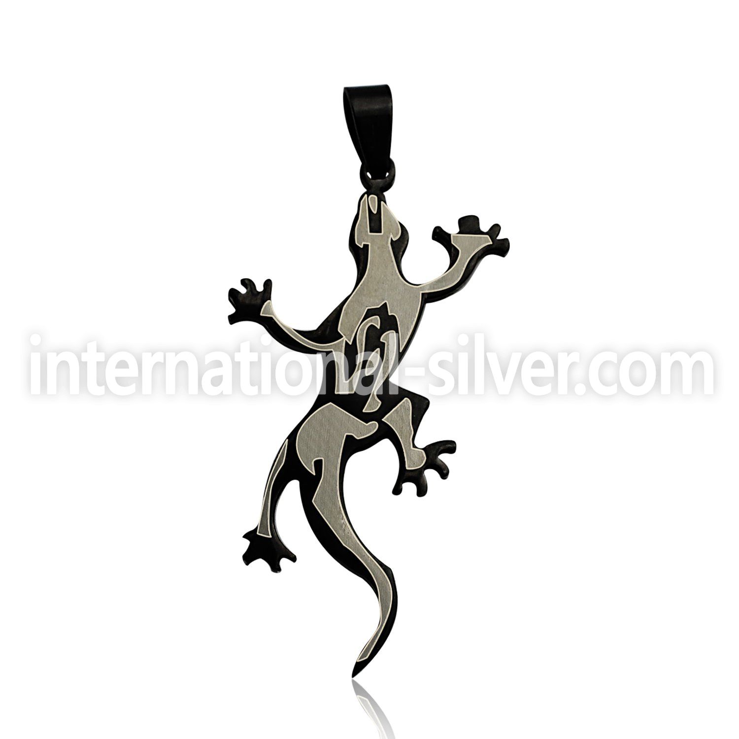 spdk9 black plated stainless steel lizard design pendant
