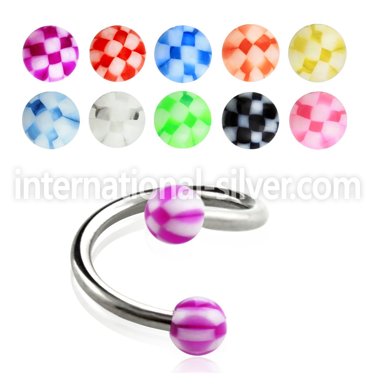 spebck spirals twisters surgical steel 316l with acrylic parts eyebrow