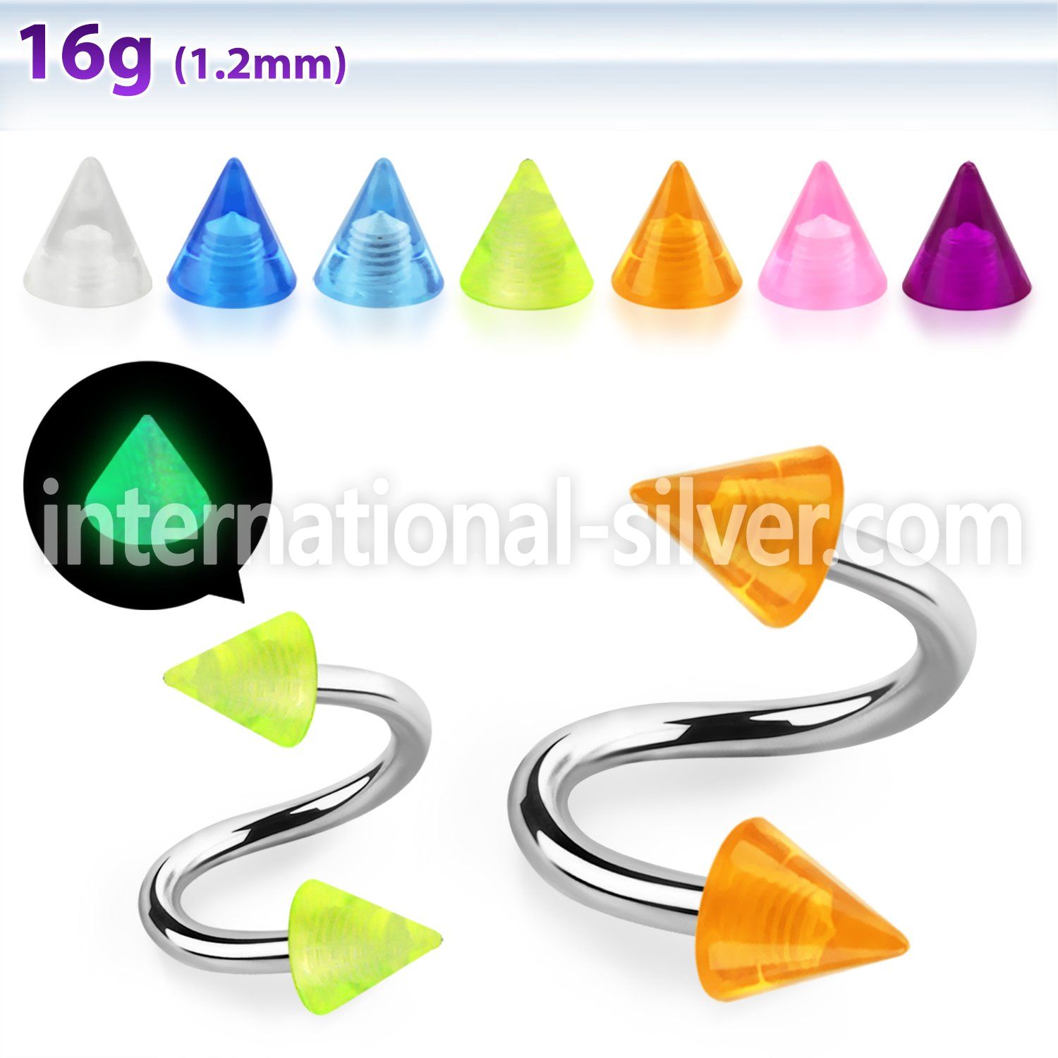 speglcn spirals twisters surgical steel 316l with acrylic parts eyebrow