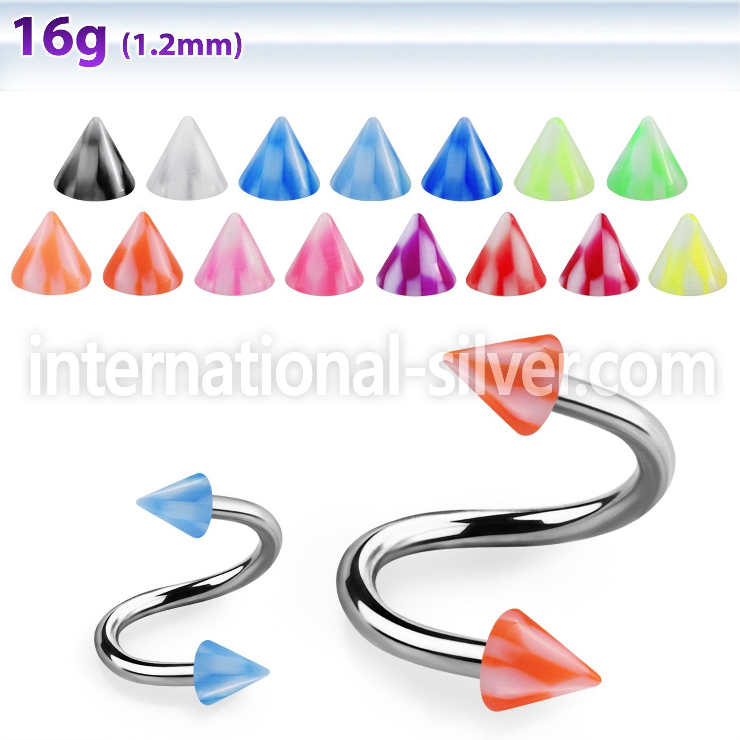 spenck spirals twisters surgical steel 316l with acrylic parts eyebrow