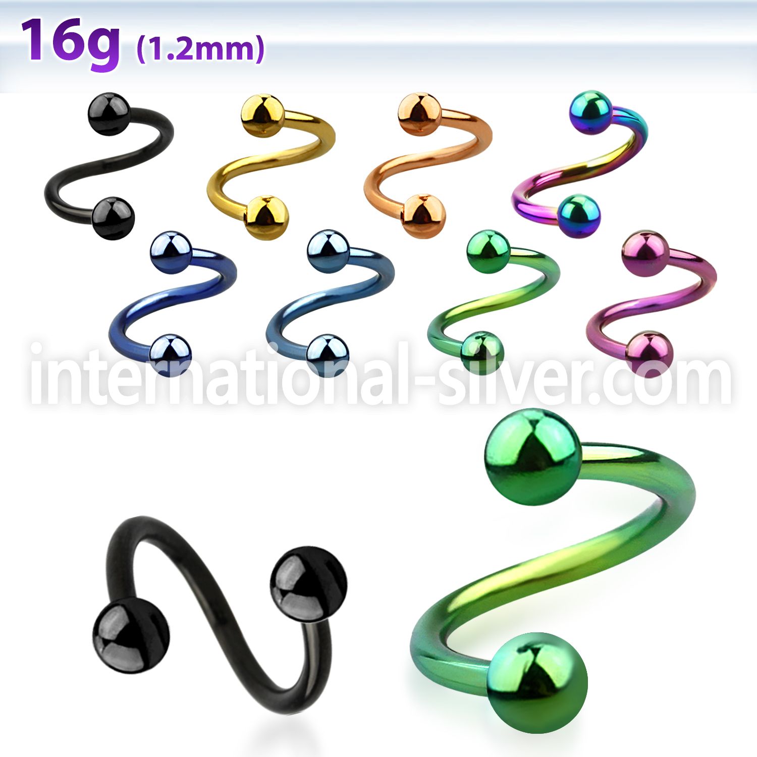spetb spirals twisters anodized surgical steel 316l eyebrow