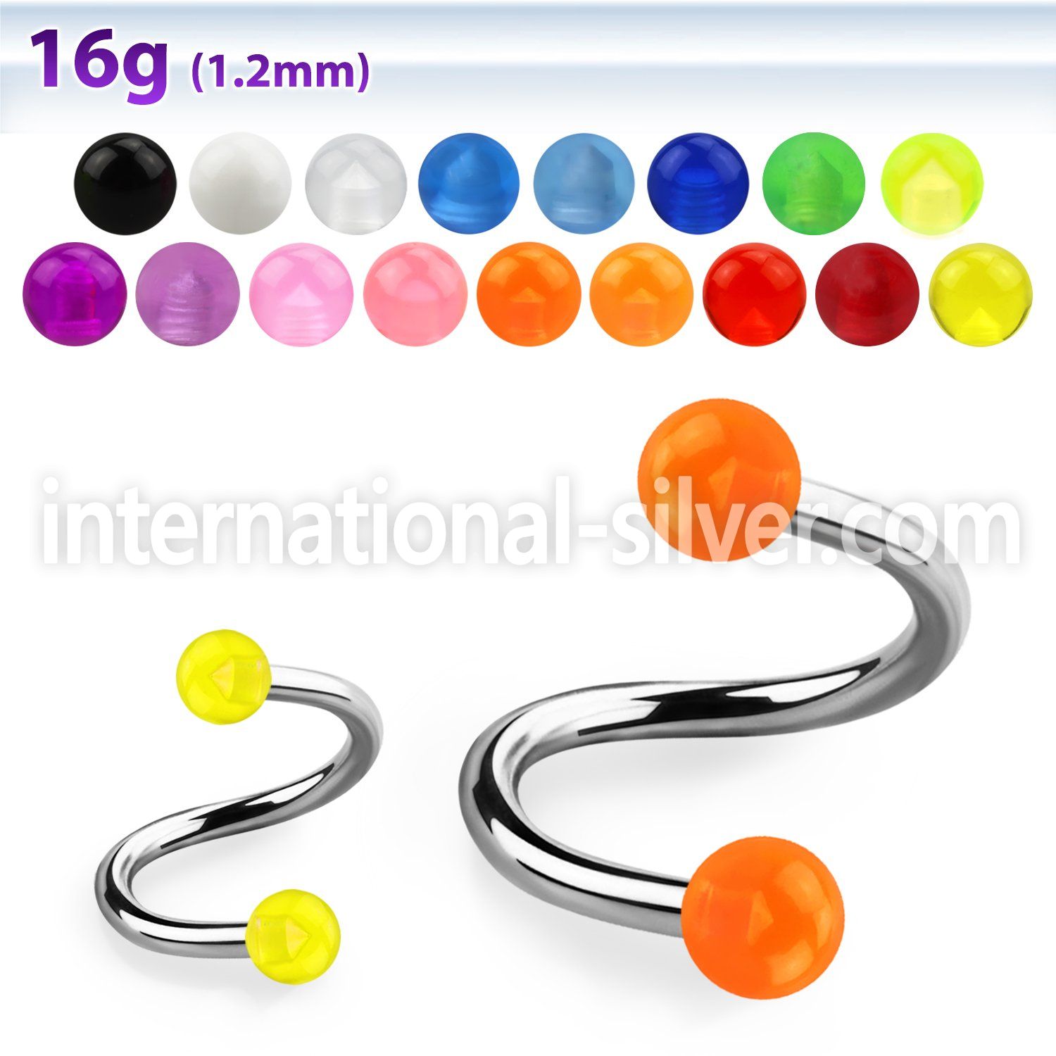 speuvb spirals twisters surgical steel 316l with acrylic parts eyebrow