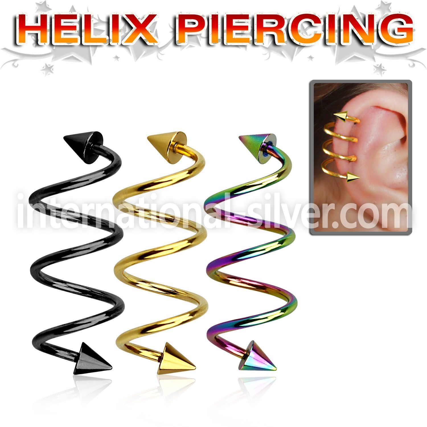 sphetcn spirals twisters anodized surgical steel 316l helix