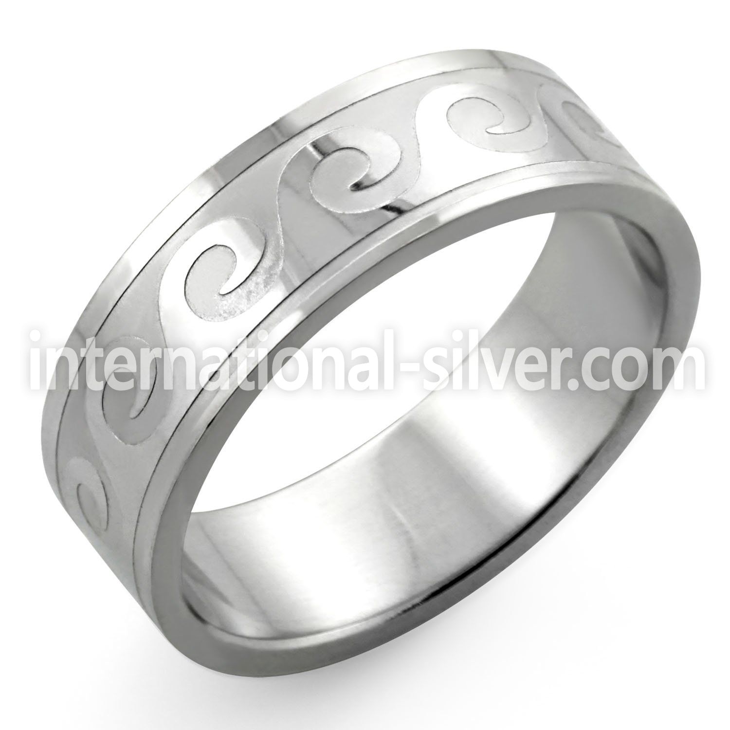 sr106 matte stainless steel carving ring w high polished wave