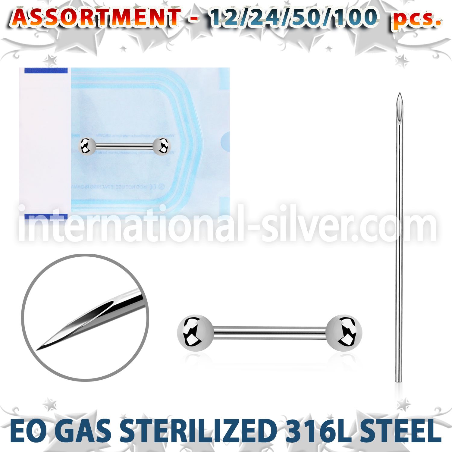 sset08 professional piercing kit steel nipple barbell needles