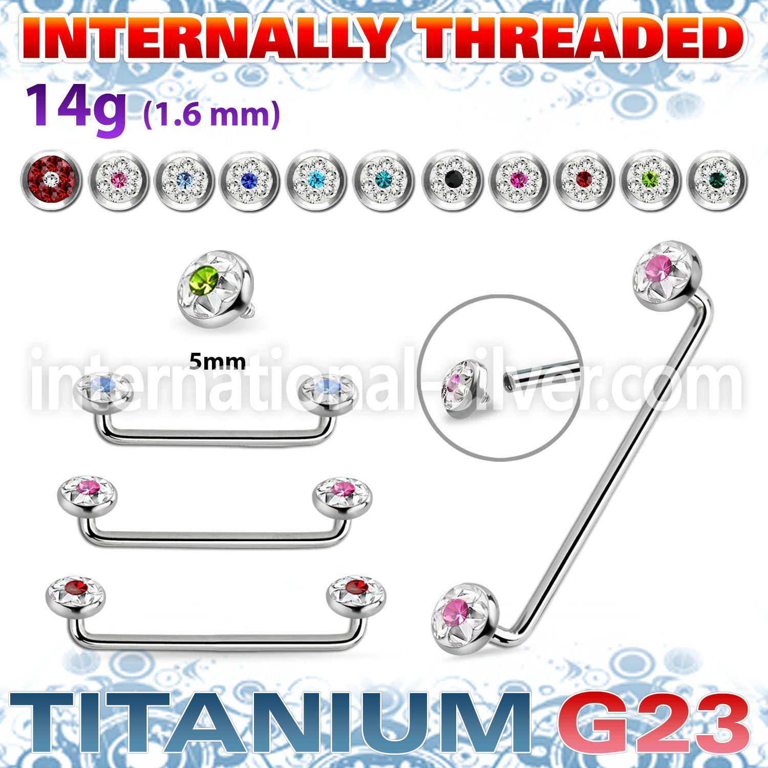 sudtaf5b straight barbells surgical steel 316l surface piercings