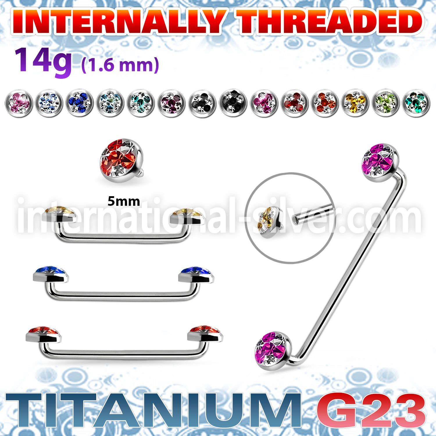 sudtaf5d straight barbells surgical steel 316l surface piercings