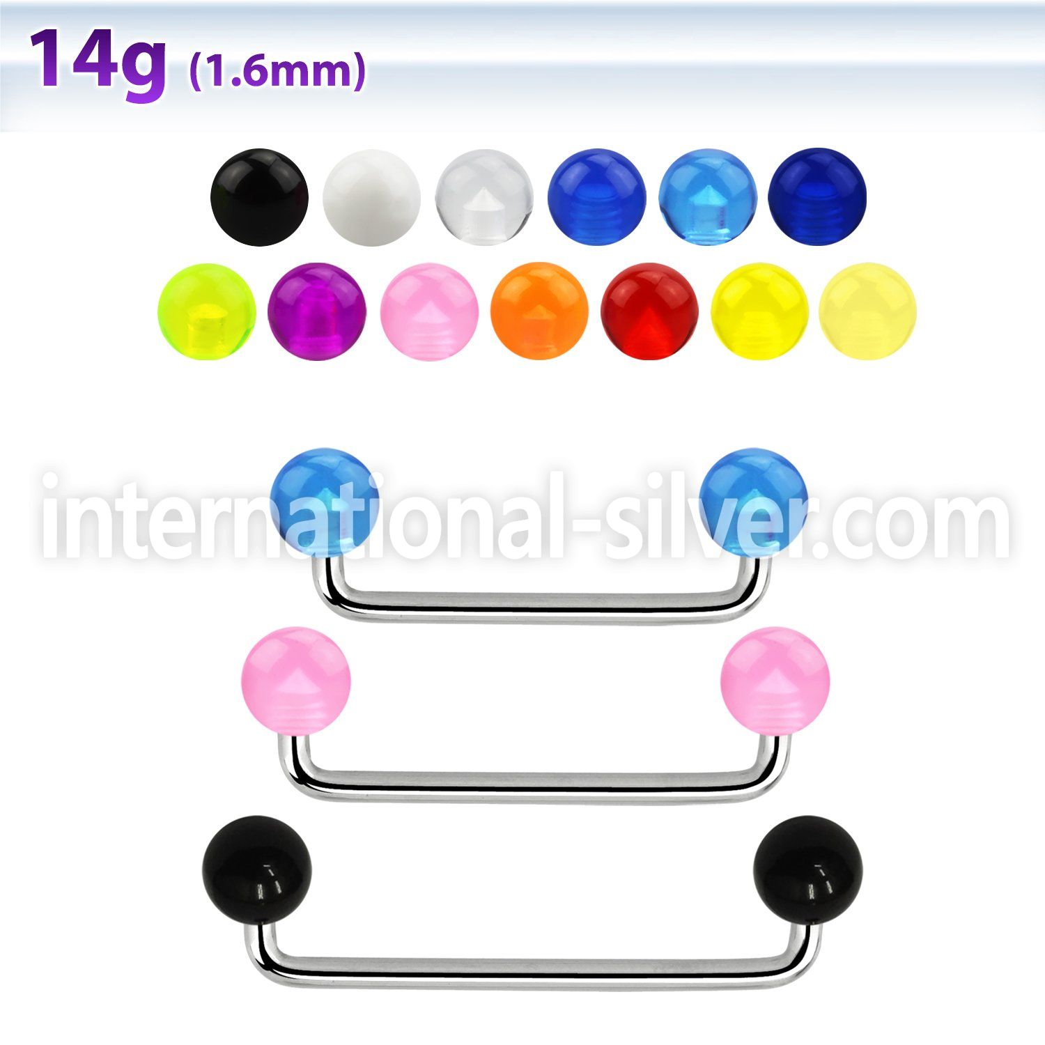 sudvb5 surface piercing surgical steel 316l with acrylic parts surface piercings