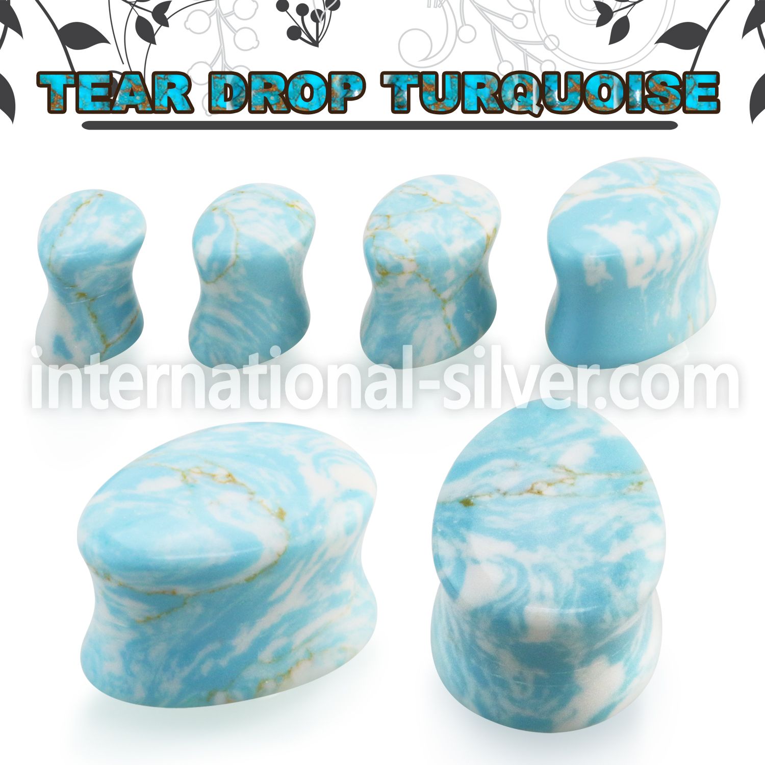tgsc turquoise double flare saddle ear plug teardrop shape