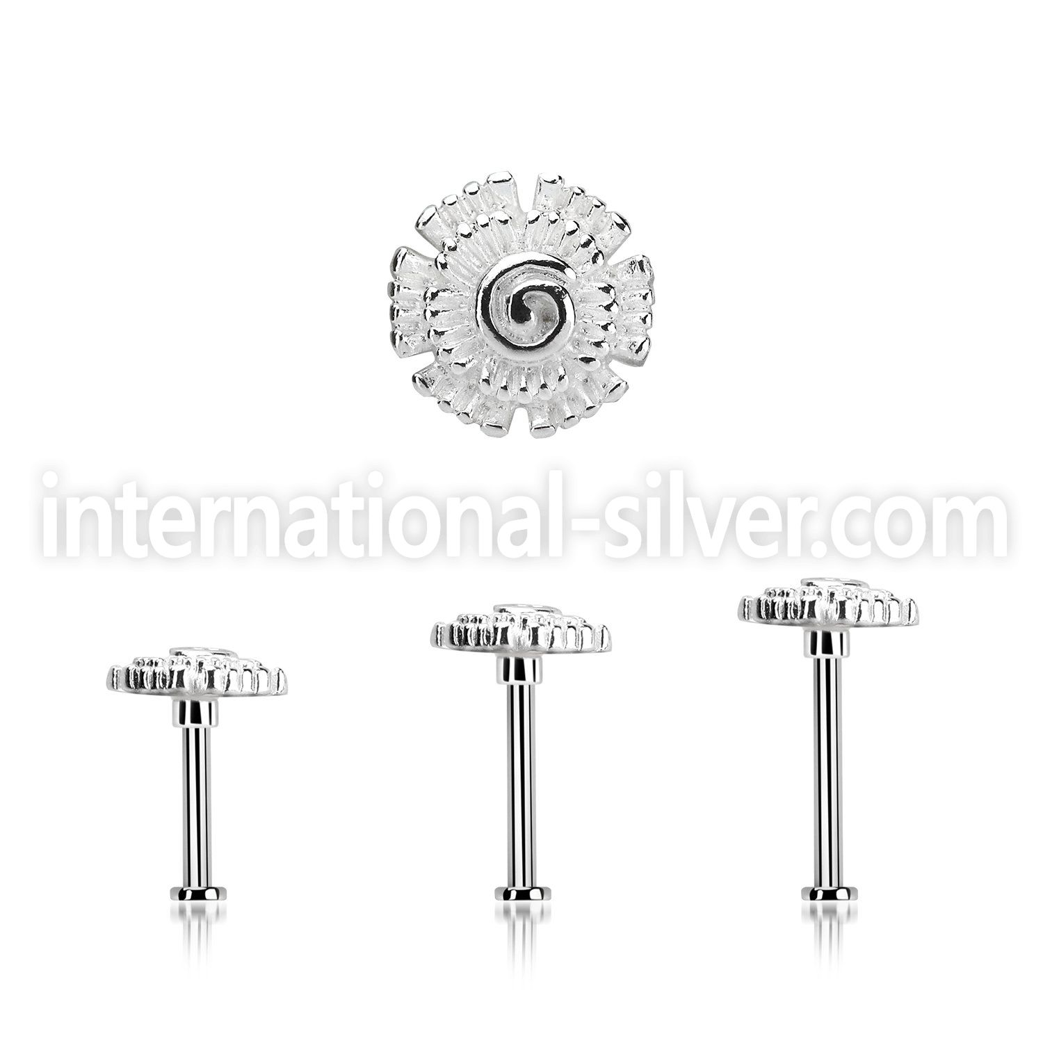 tlb39 steel tragus labret w a plain flower upper part