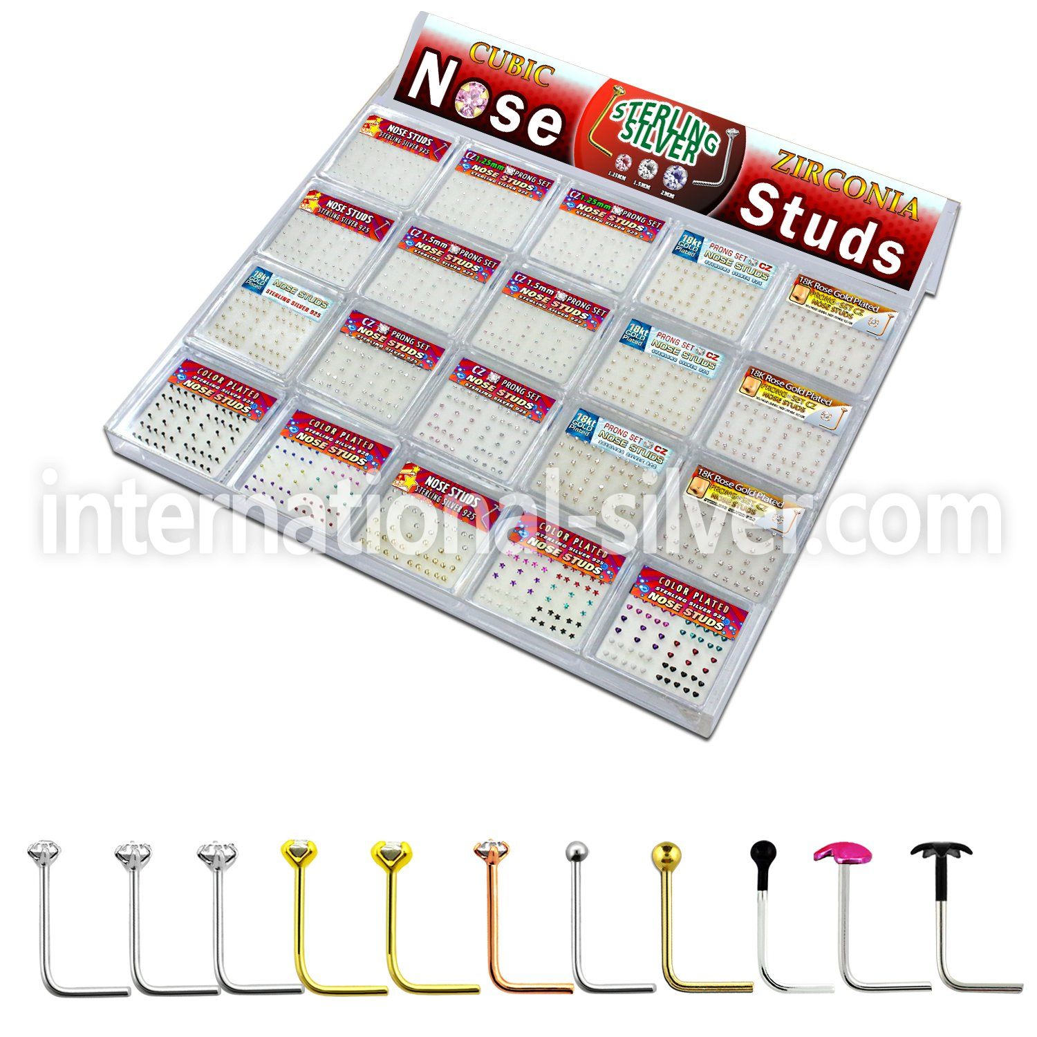 trans2 l shape nose studs silver 925 nose