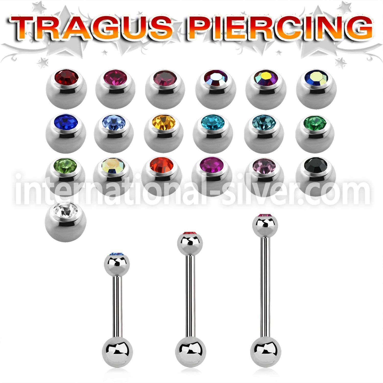 trg44 surgical steel barbells tragus piercing