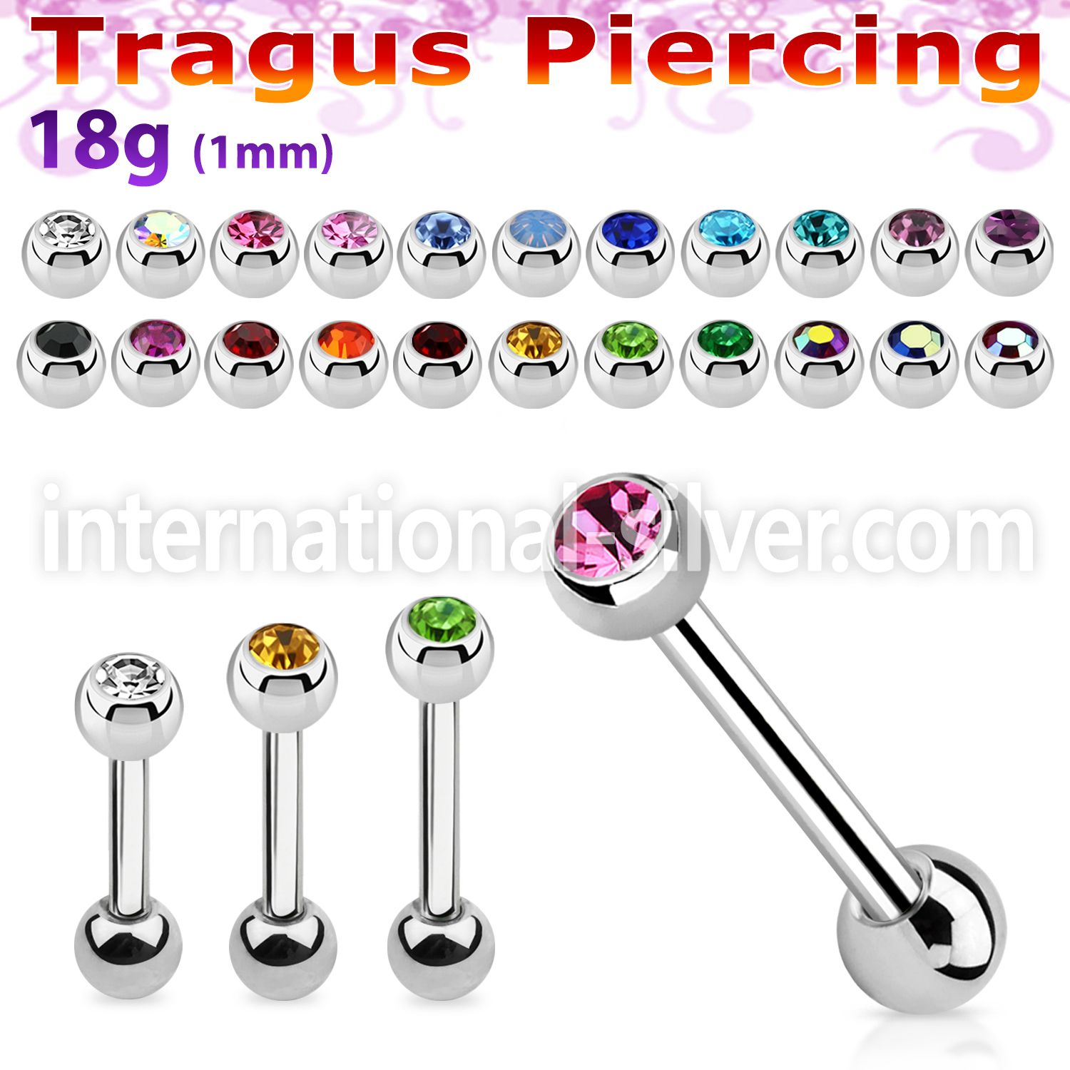 trg46 surgical steel barbells tragus piercing