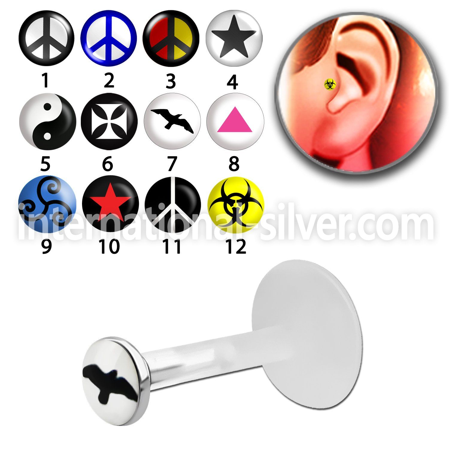 trgl6 labrets lip rings bioflex ptfe tragus