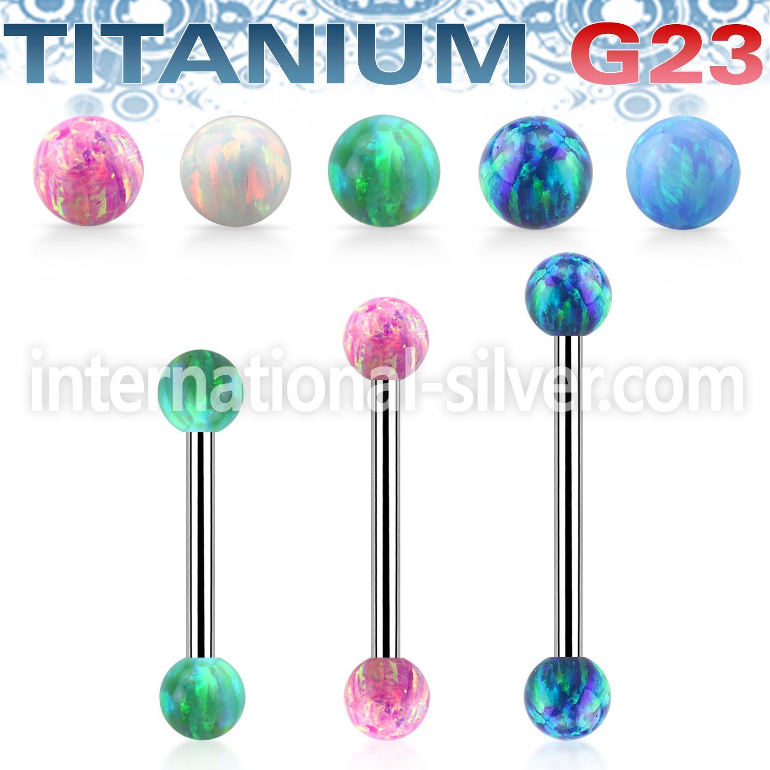 ubbeop4 titanium barbell 16g 4mm synthetic opal balls