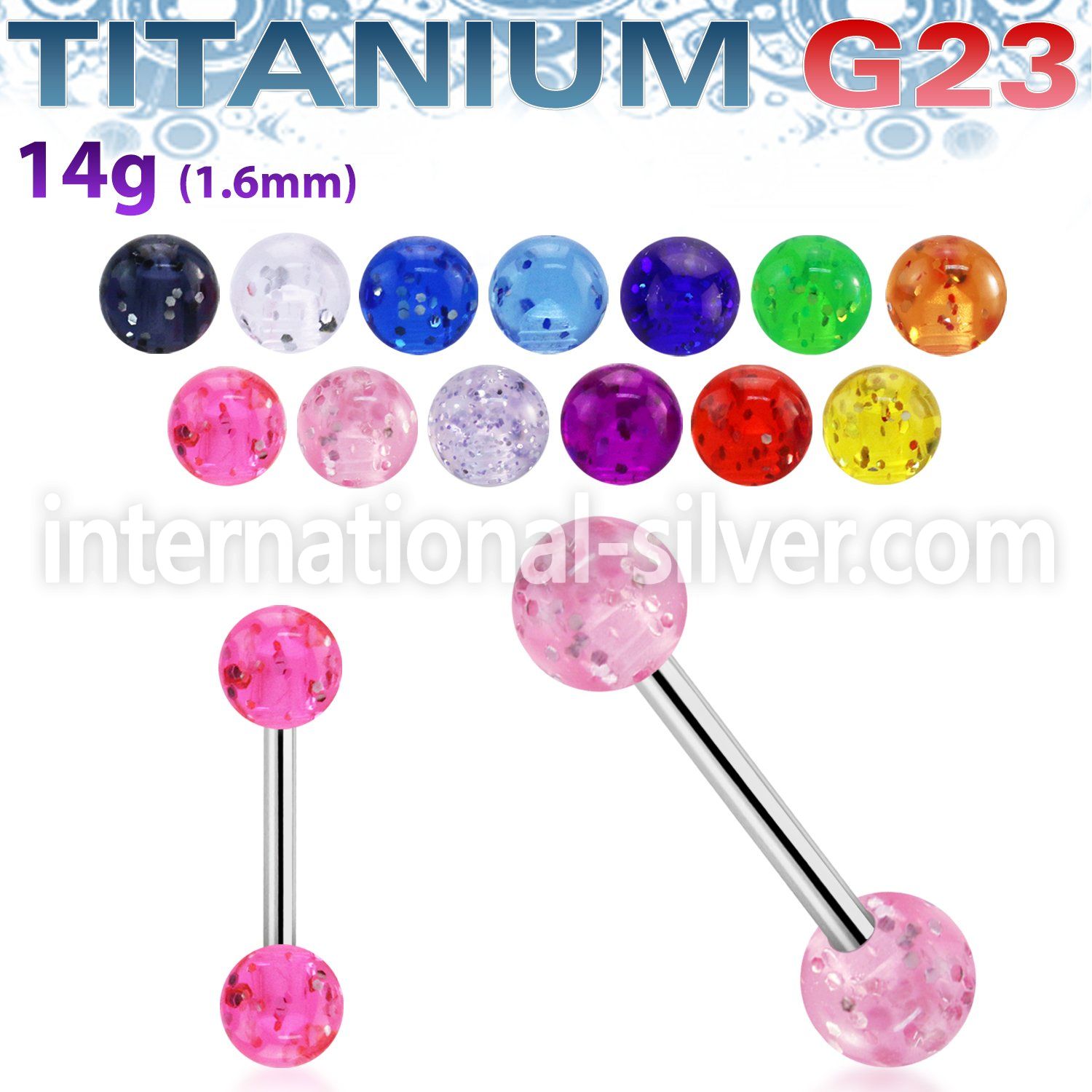 ubbgt straight barbells titanium g23 with acrylic parts tongue
