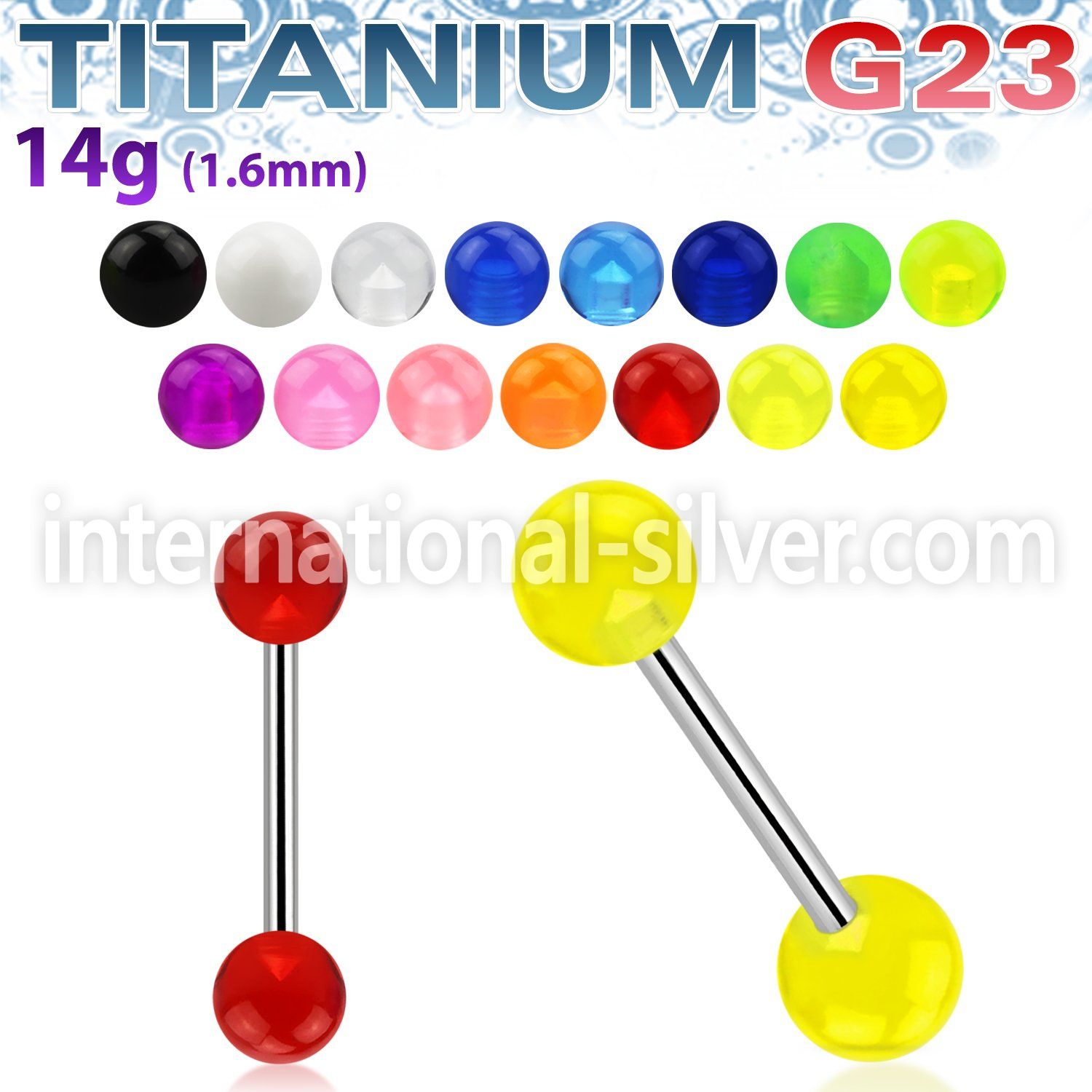 ubbuv straight barbells titanium g23 with acrylic parts tongue