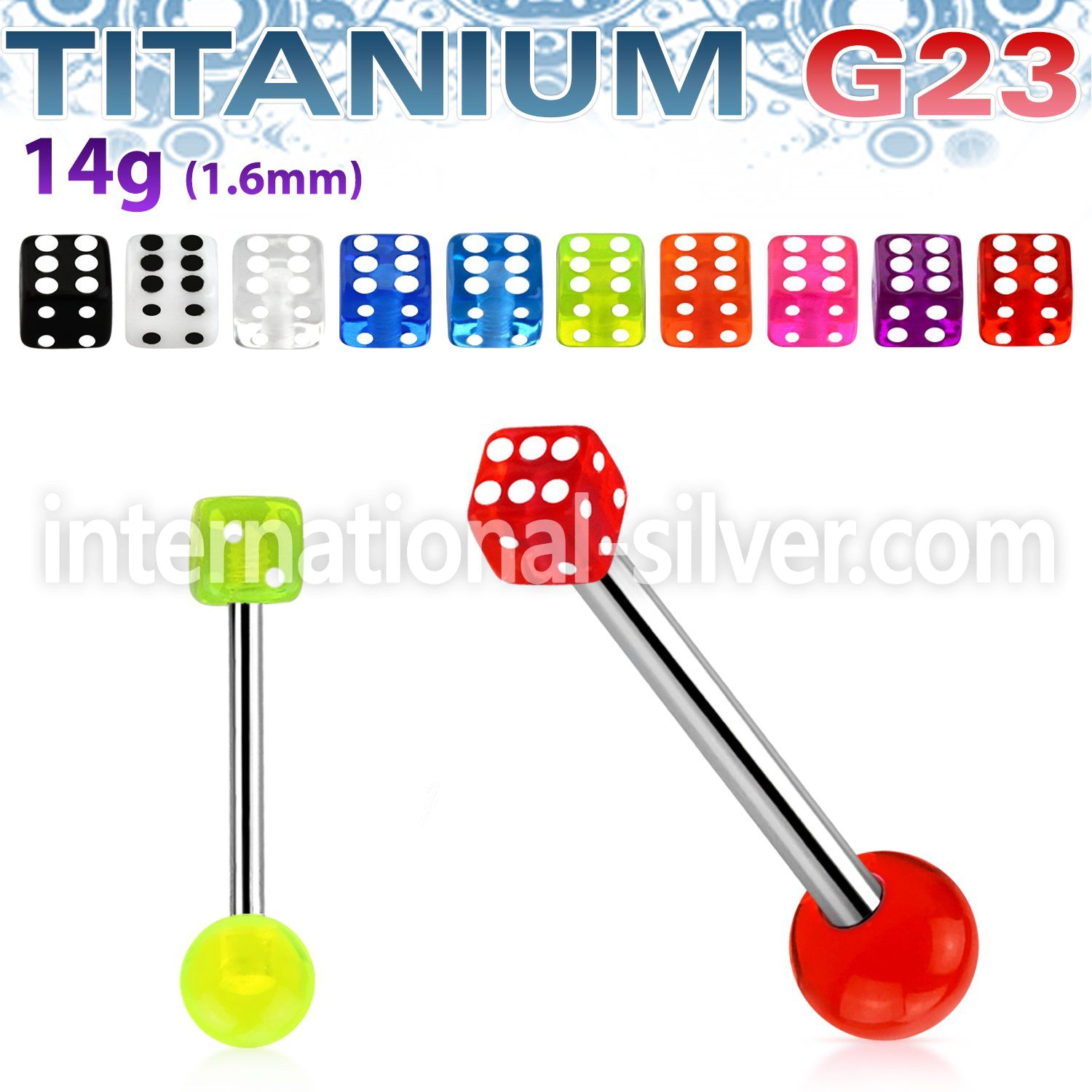 ubbvdi straight barbells titanium g23 with acrylic parts tongue