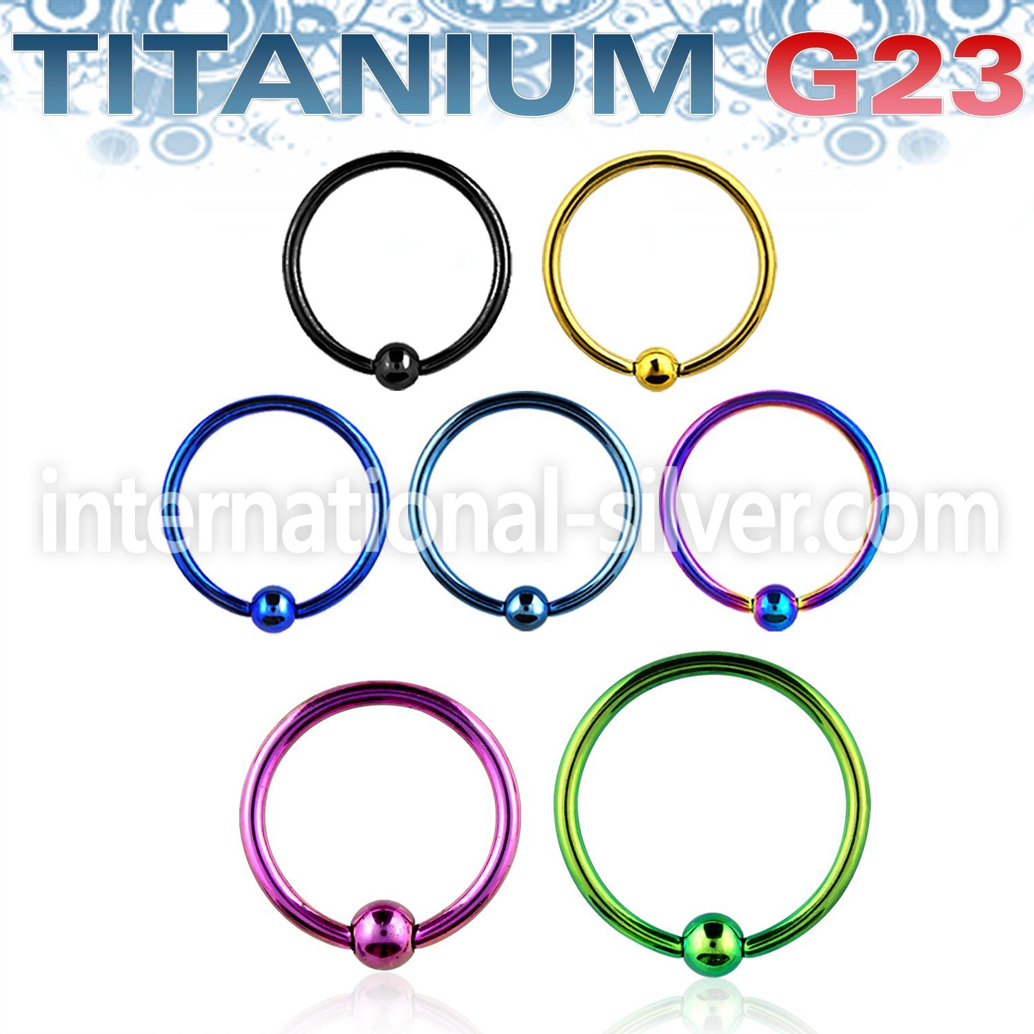 ubcrt18s hoops captive rings anodized titanium g23 implant grade nose
