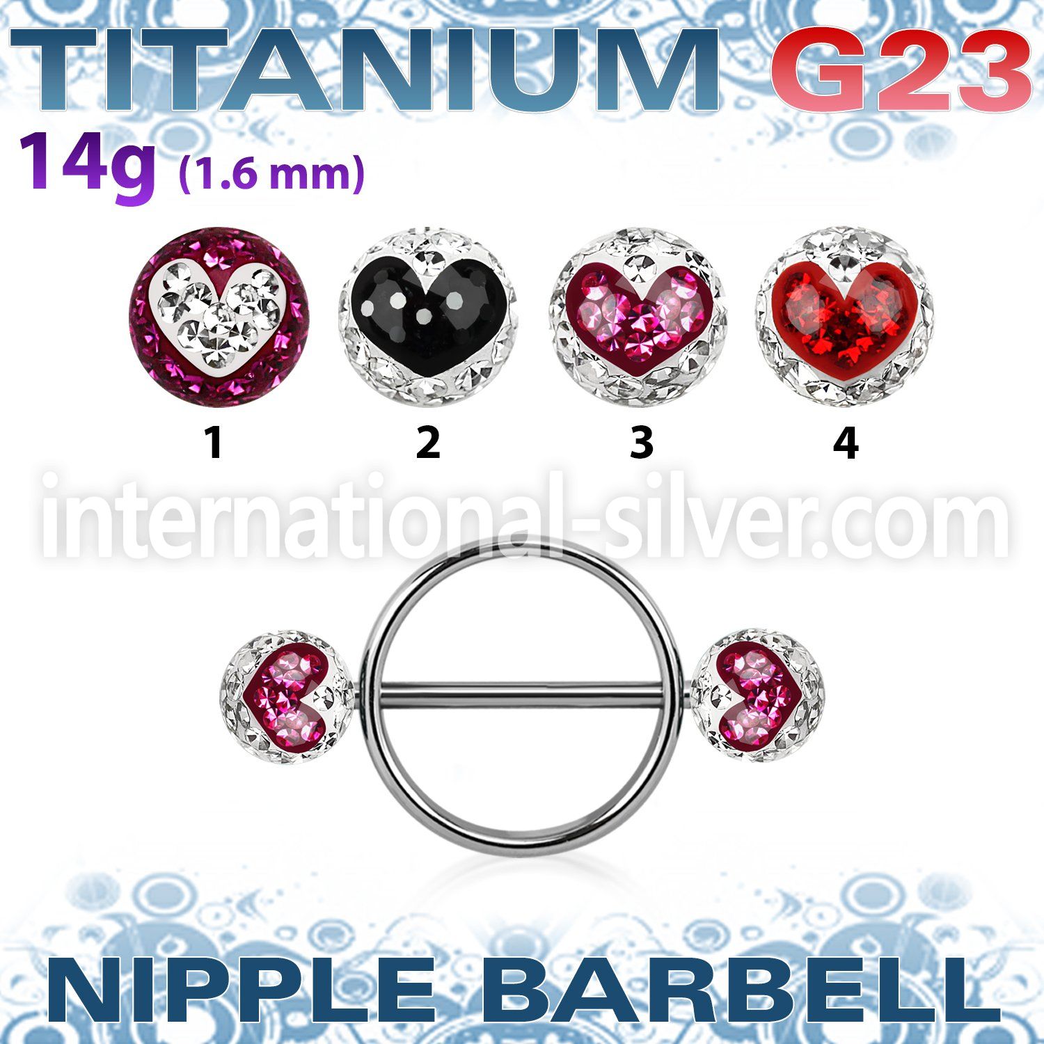 ubfnpe8 straight barbells titanium g23 implant grade nipple