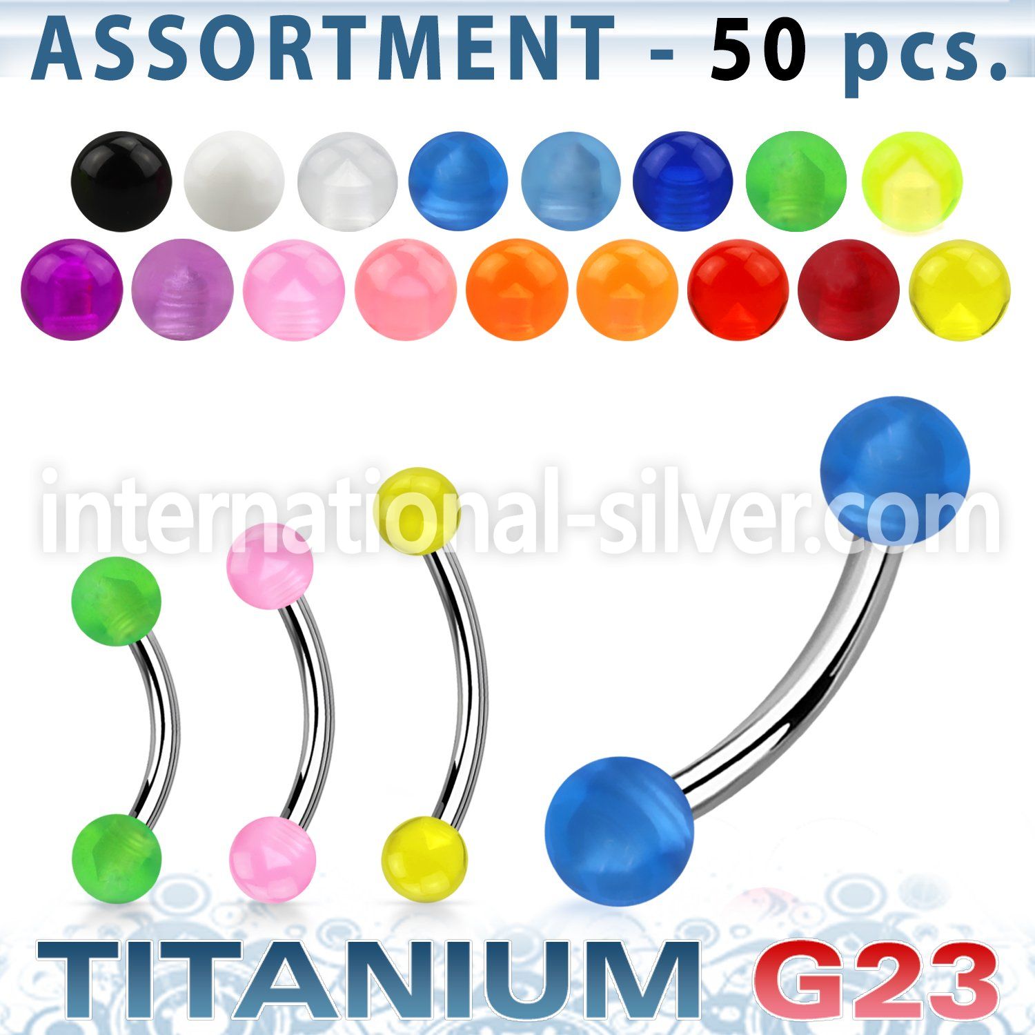 ublk139 micro curved barbells titanium g23 with acrylic parts eyebrow