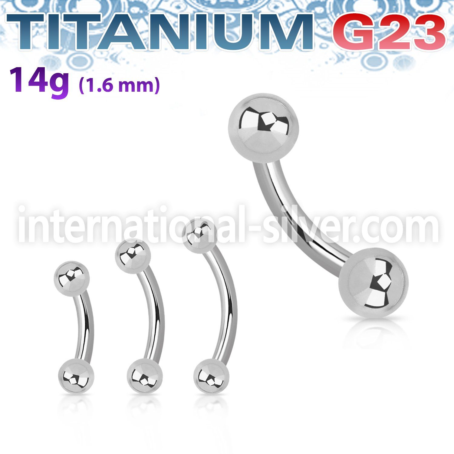 ubnb3 titanium curved barbell 14g two 3mm balls