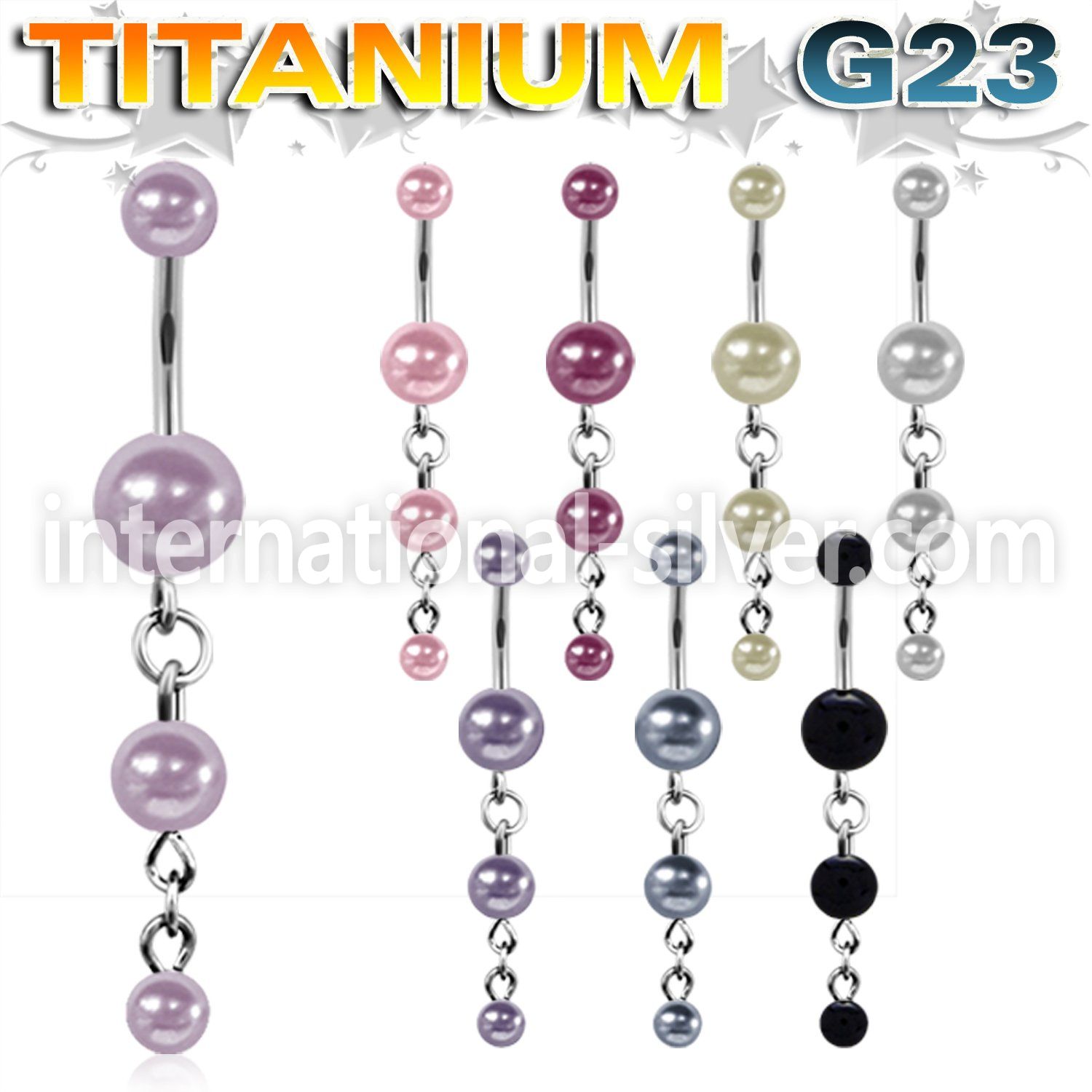 ubndpr2 belly rings titanium g23 with acrylic parts belly button