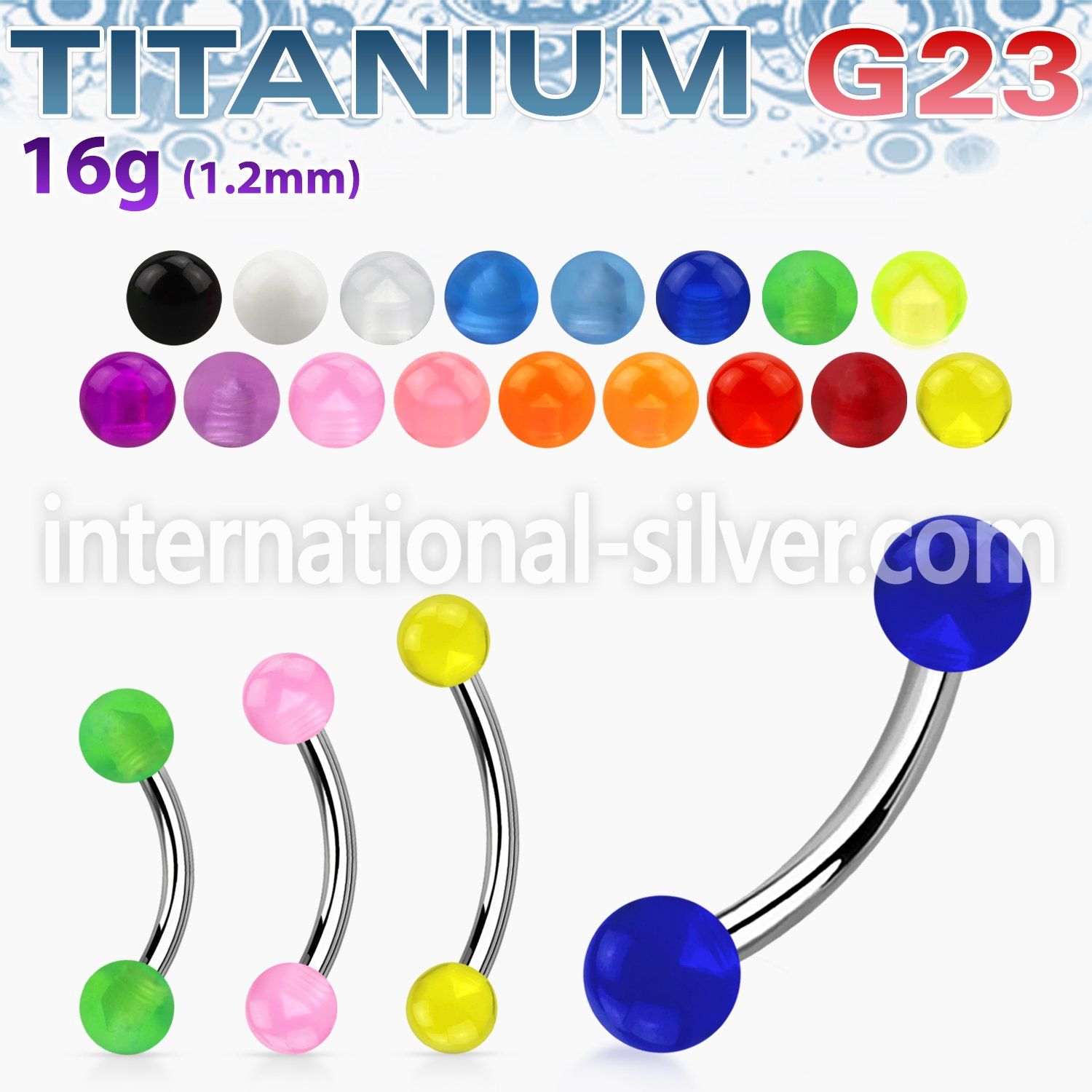 ubnev micro curved barbells titanium g23 with acrylic parts eyebrow