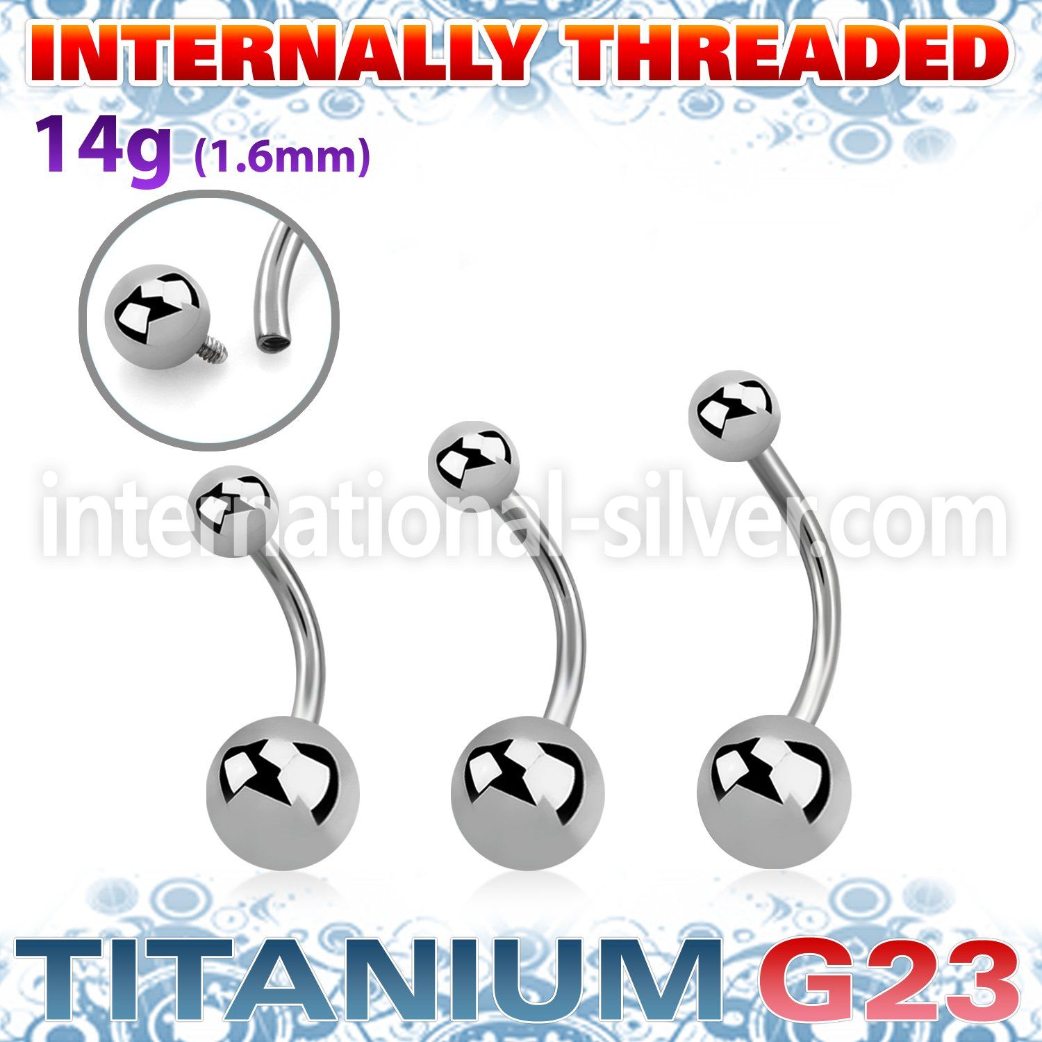 ubngin titanium g23 curved banana 5mm 8mm balls
