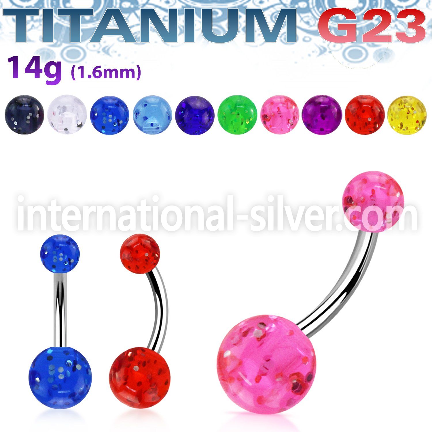 ubngt belly rings titanium g23 with acrylic parts belly button