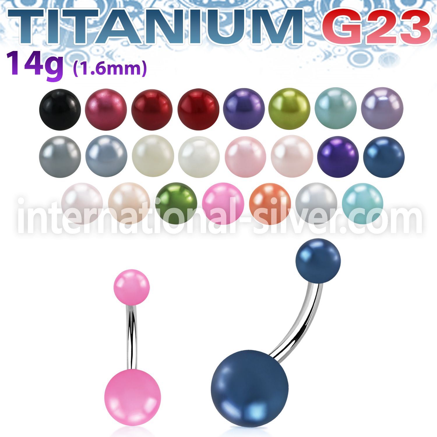 ubnpr belly rings titanium g23 with acrylic parts belly button