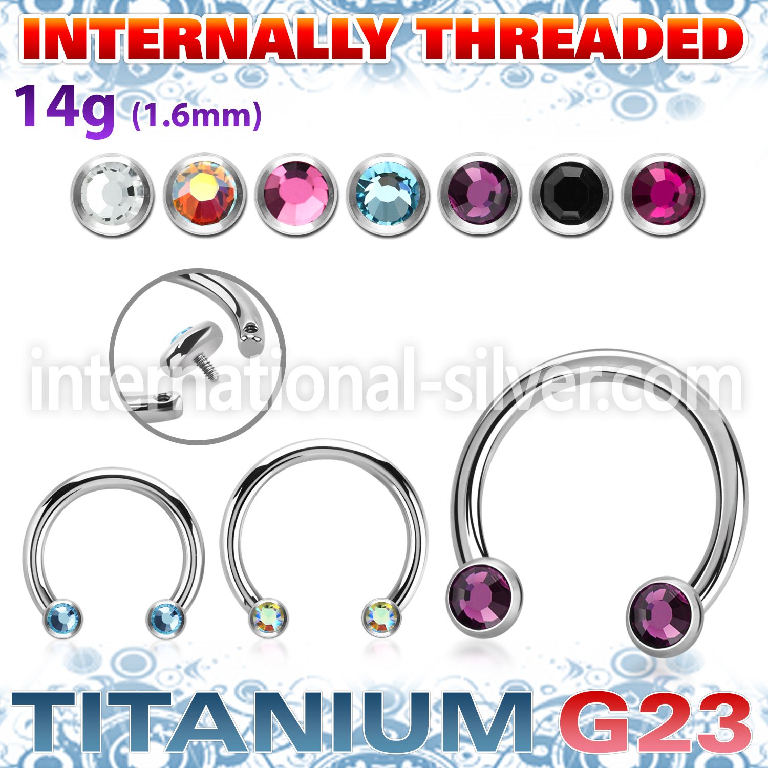 ucbfbih titanium horseshoe flat back gems internal