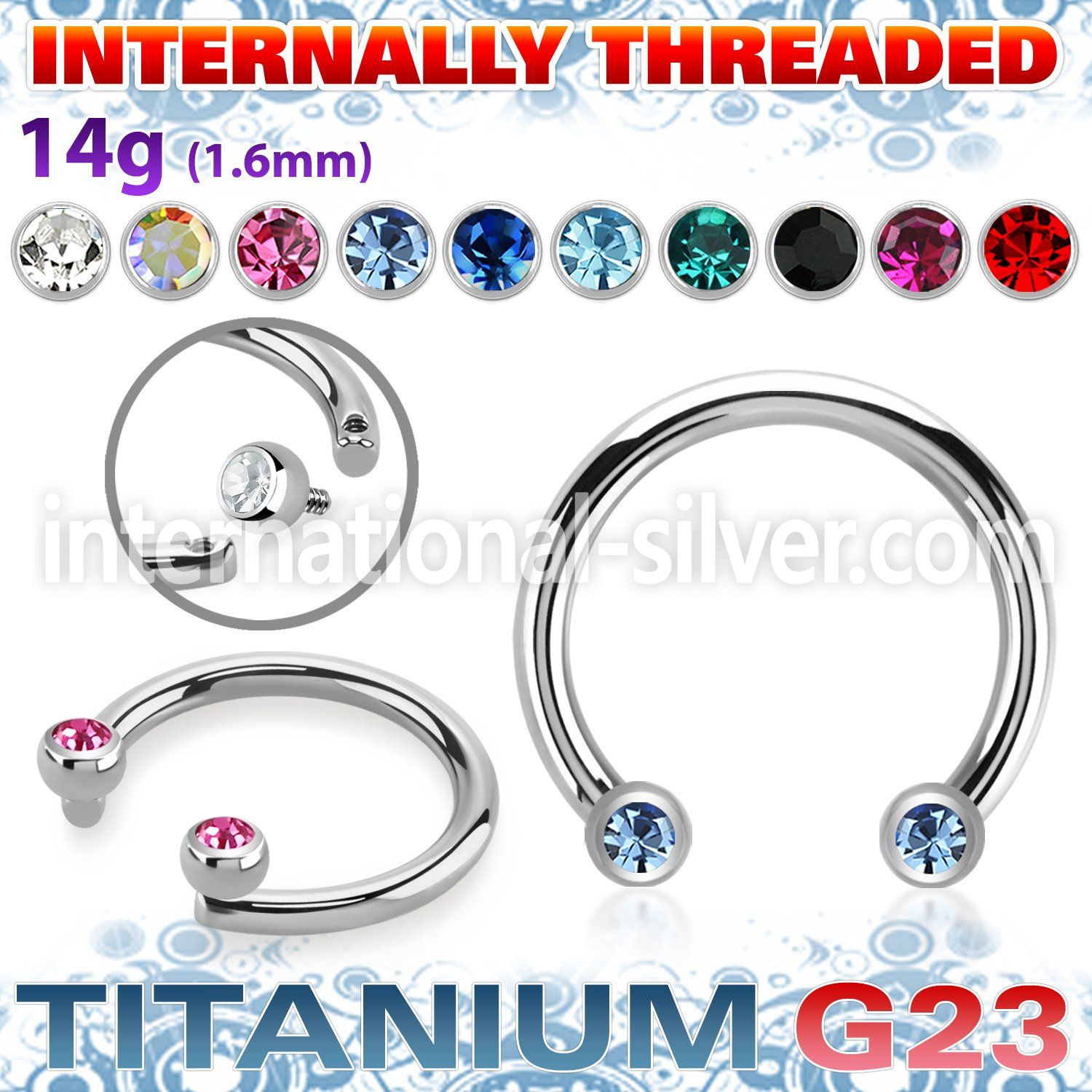 ucbjbih titanium horseshoe facing gem balls internal