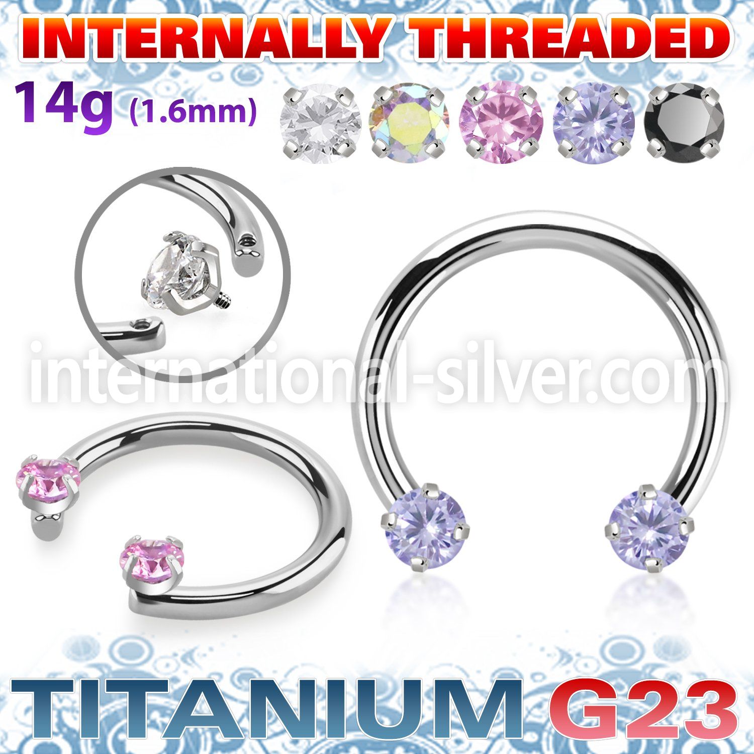 ucbzrih titanium horseshoe facing cz internal