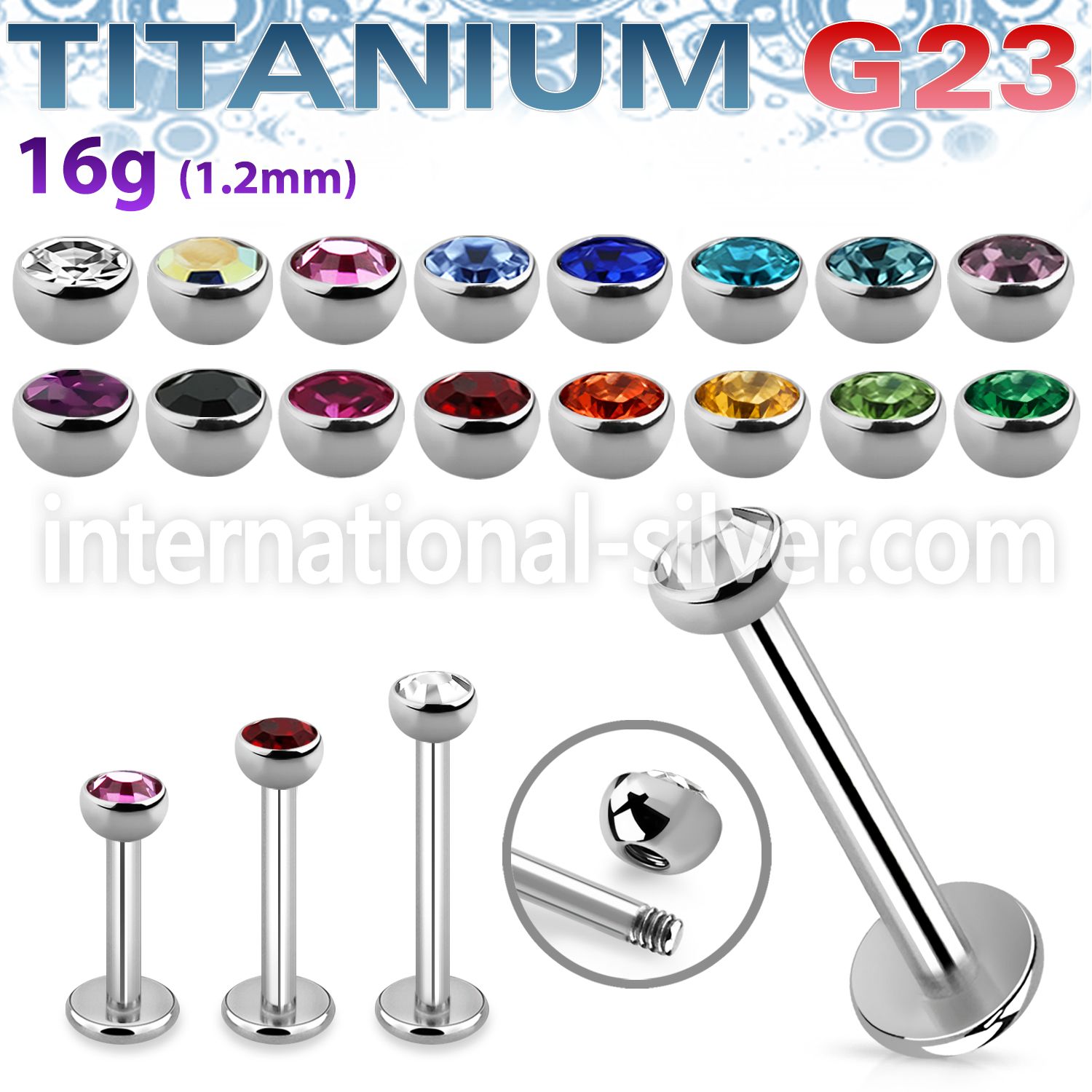 ulbhjb3 titanium 16g labret stud press fit half gem ball