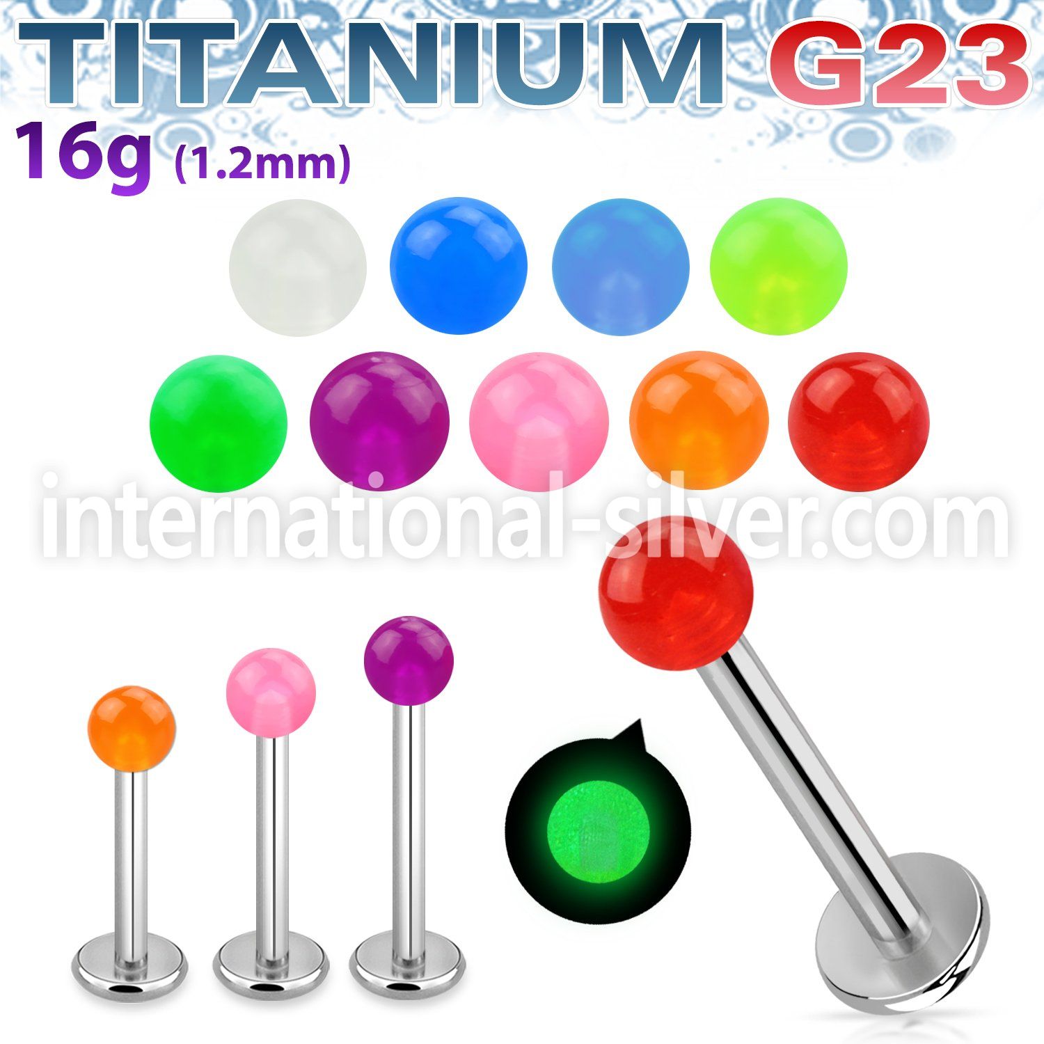 ulglb3 labrets lip rings titanium g23 with acrylic parts labrets chin