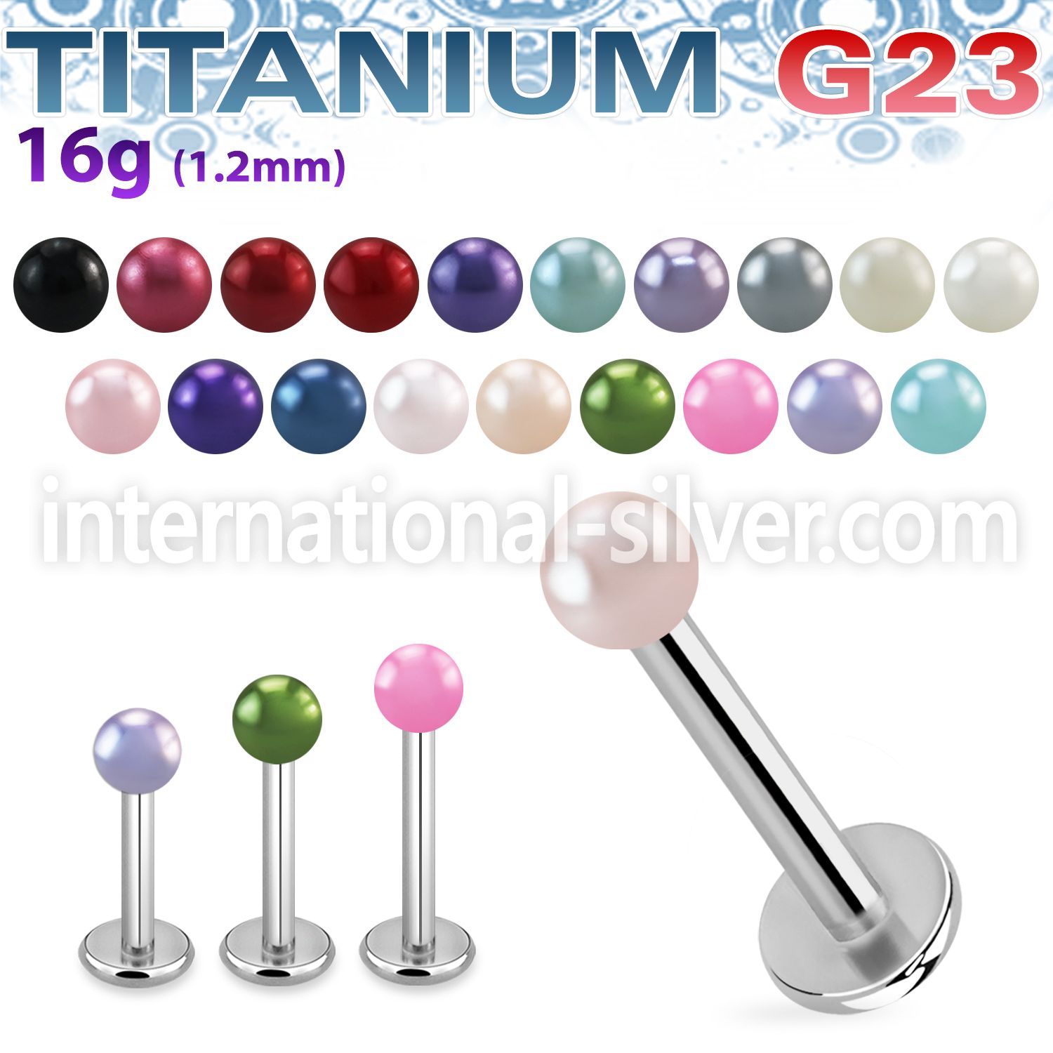 ulpr3 labrets lip rings titanium g23 with acrylic parts labrets chin