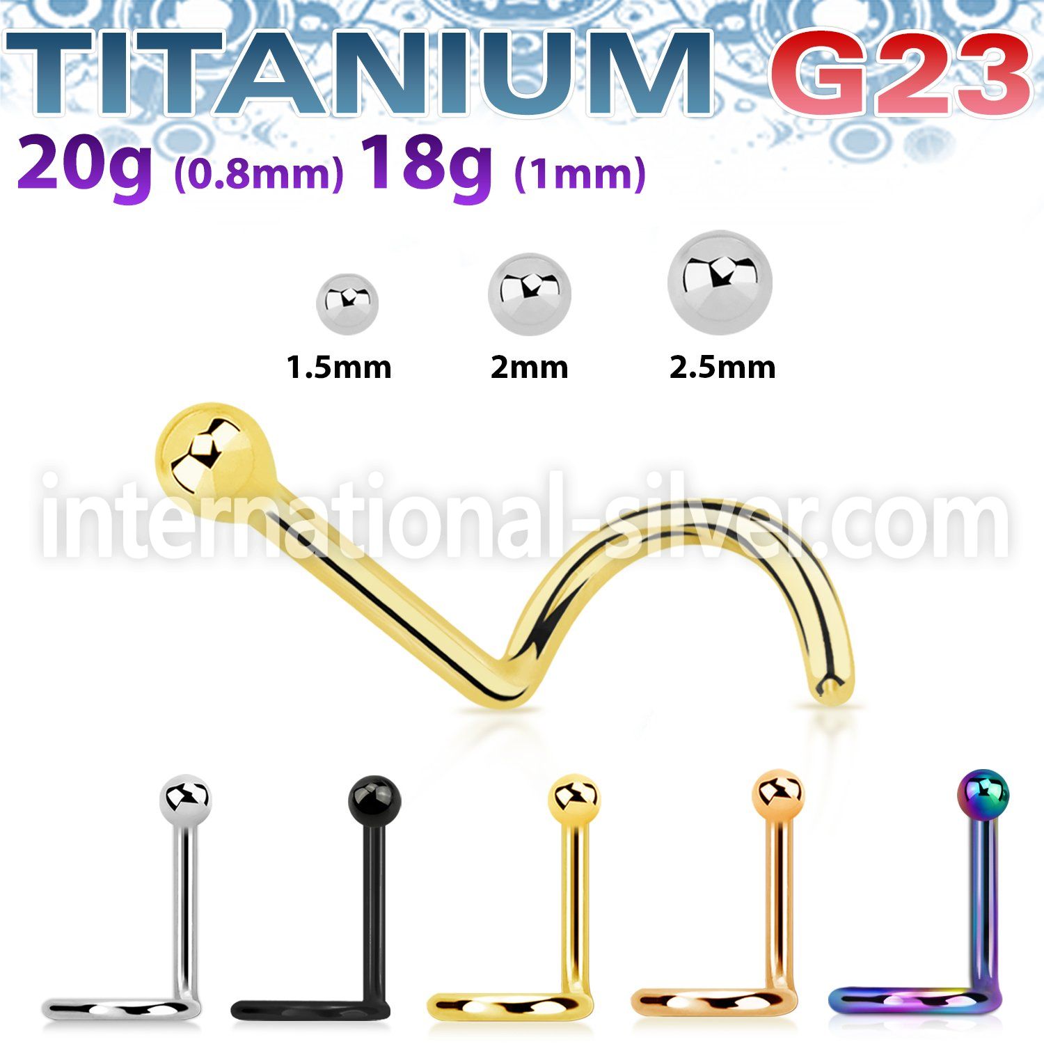 unsb titanium nose screw 20g 2mm ball top
