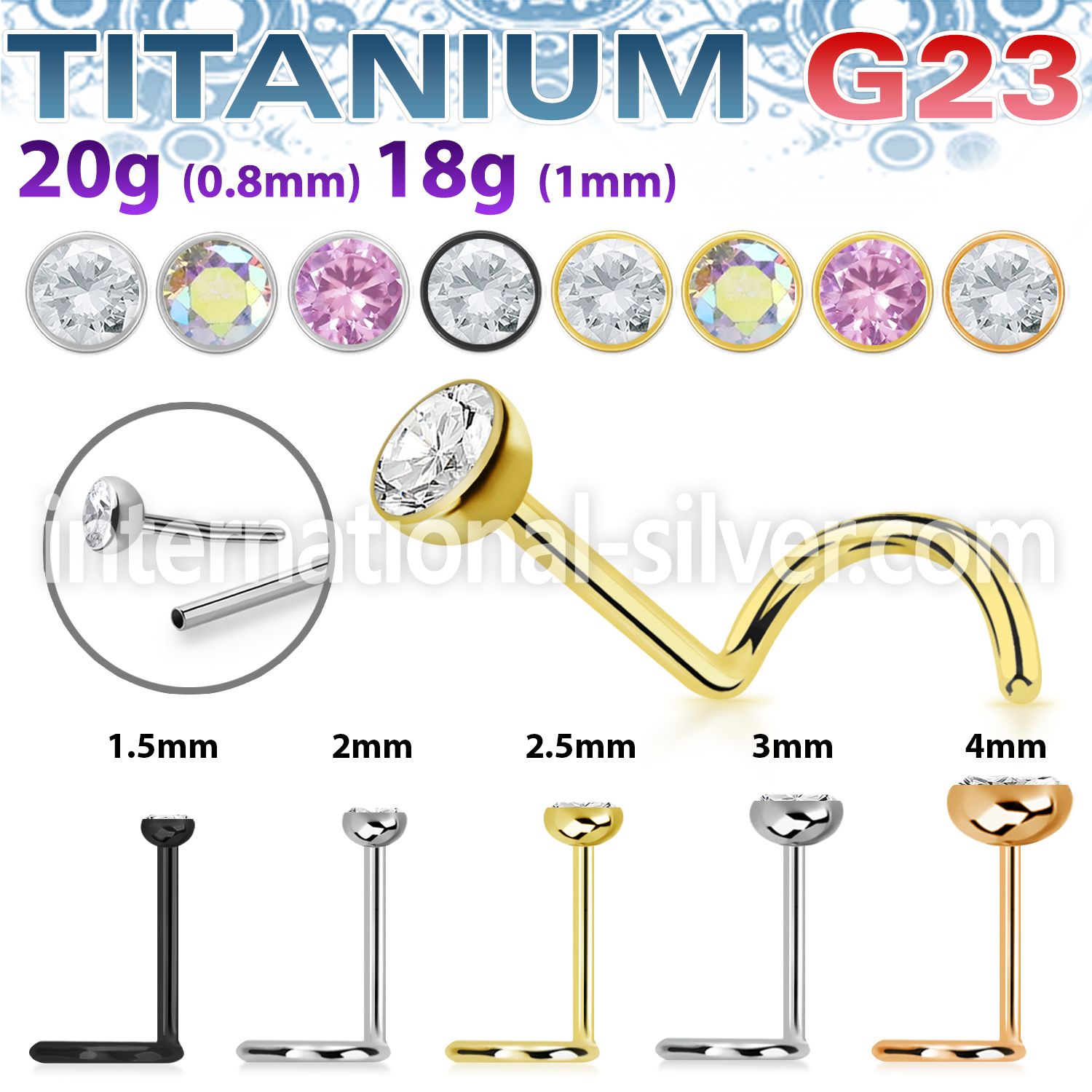 unswnoz titanium threadless push in nose screw press fit cz