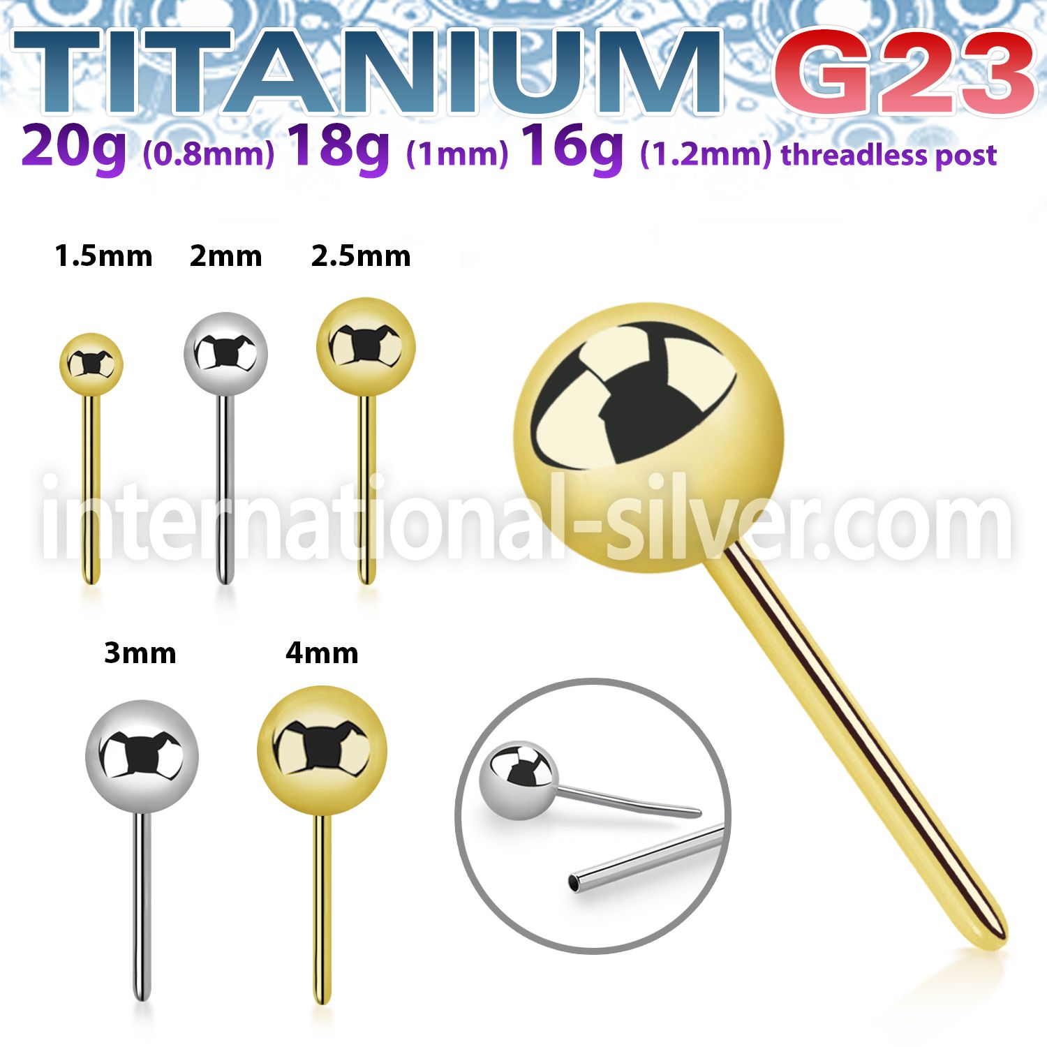 upinb astm f 136 titanium threadless push in top