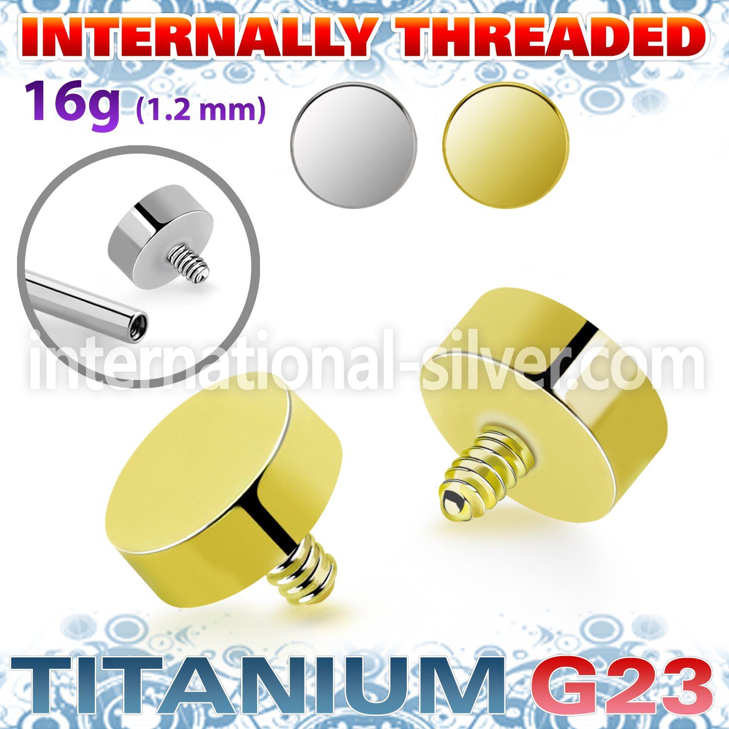 urd3in titanium 3mm flat round shape design top for bars