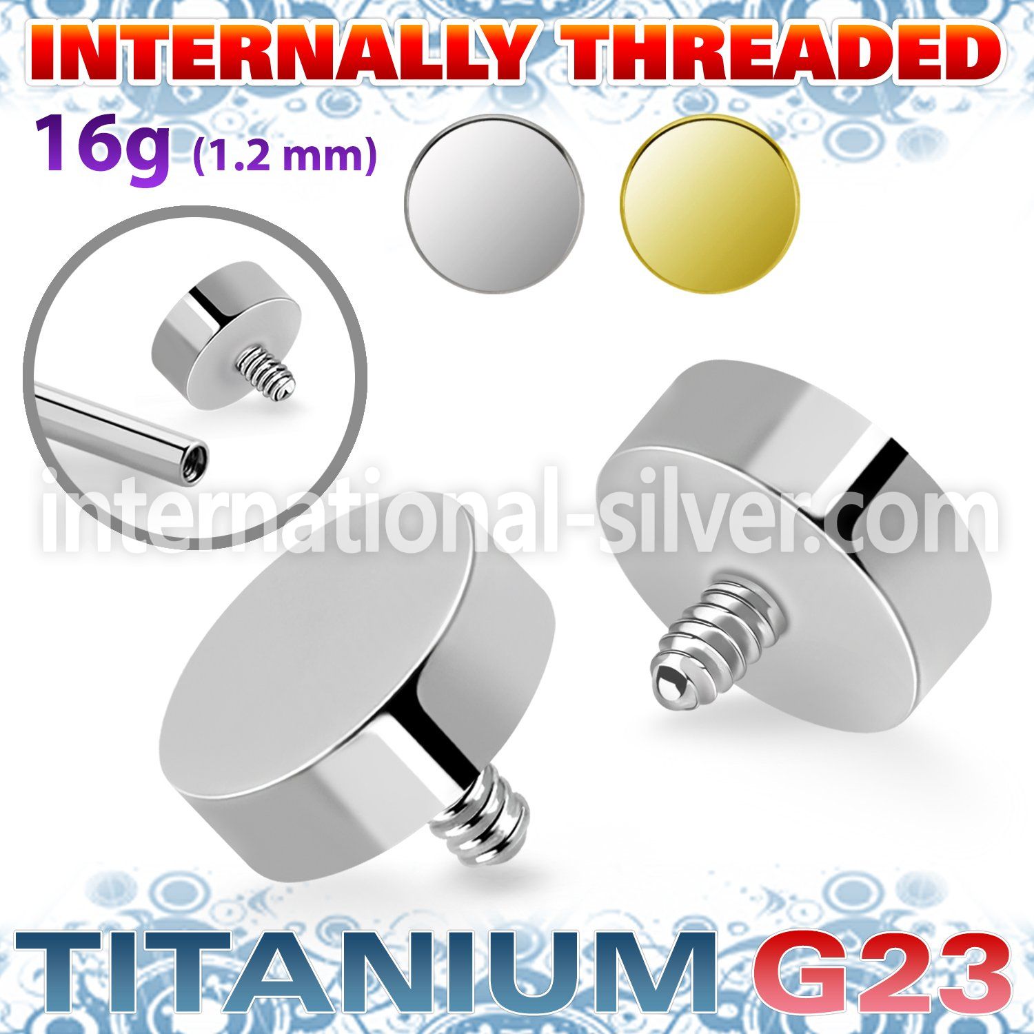 urd4in titanium 4mm flat round shape design top for bars