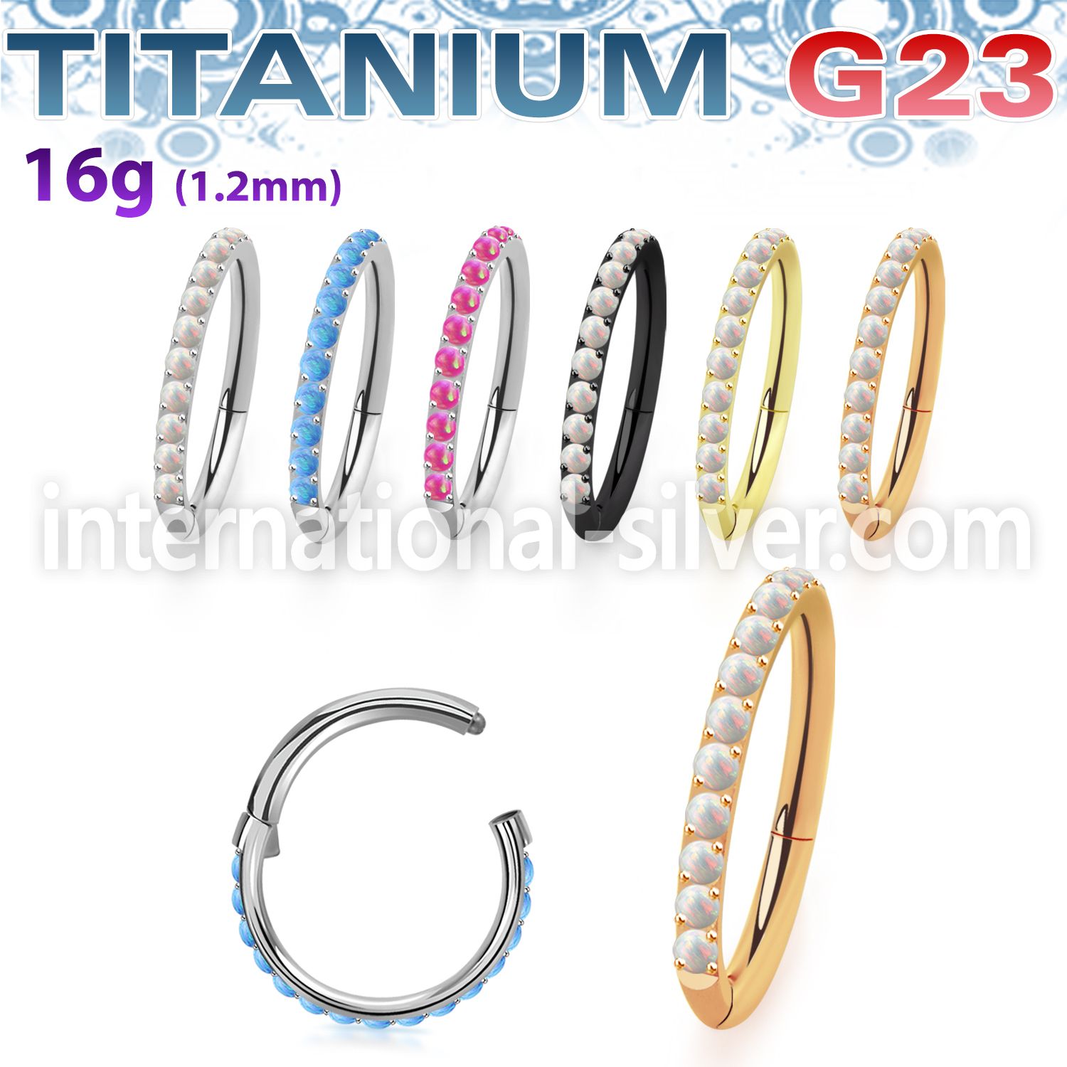 usgsh10op titanium hinged segment hoop 16g outward cnc opals