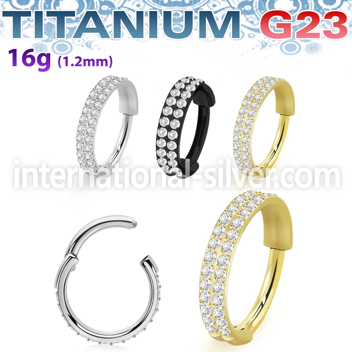 usgsh22 titanium hinged segment hoop 16g double line outward