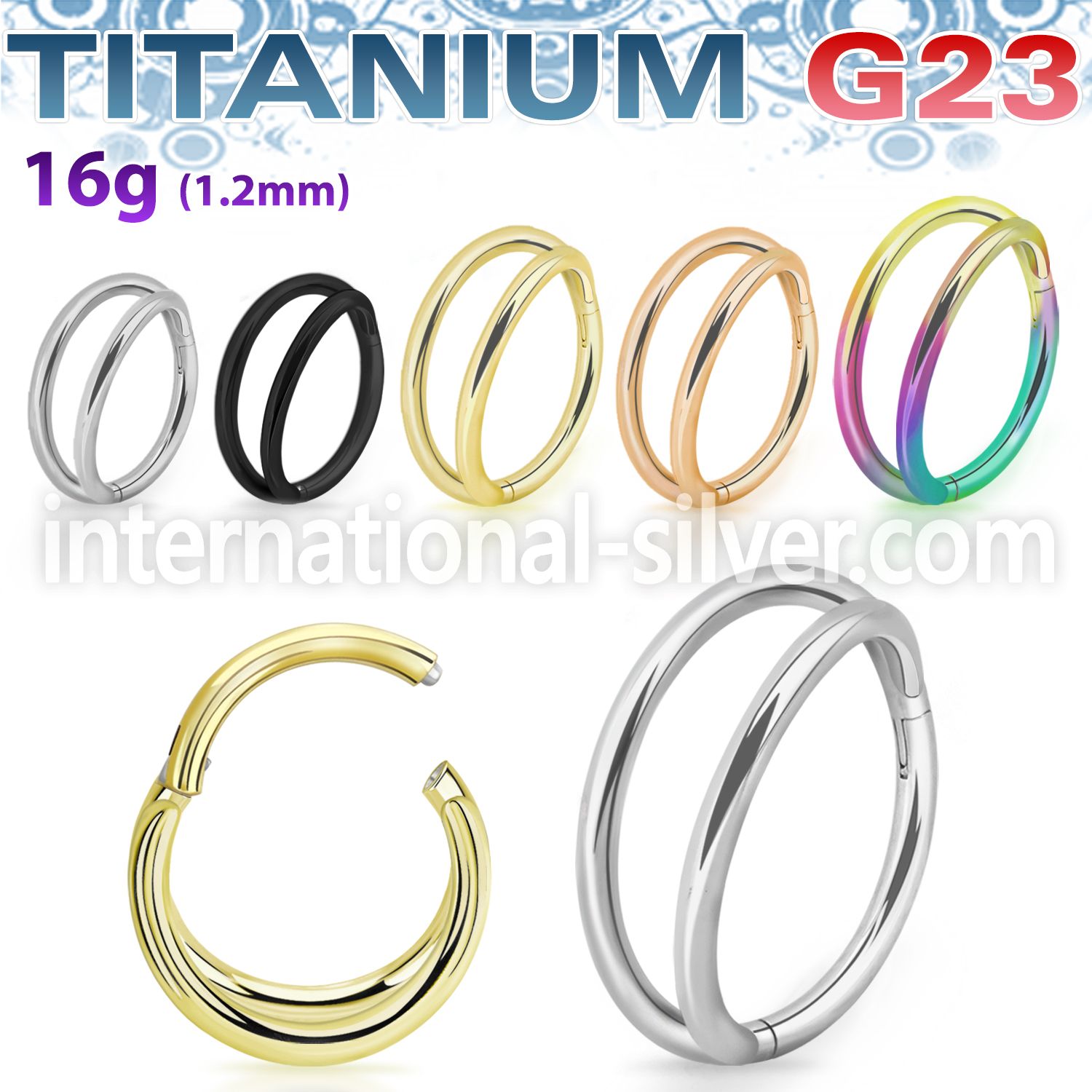 usgsh326 titanium hinged segment hoop 16g double rings