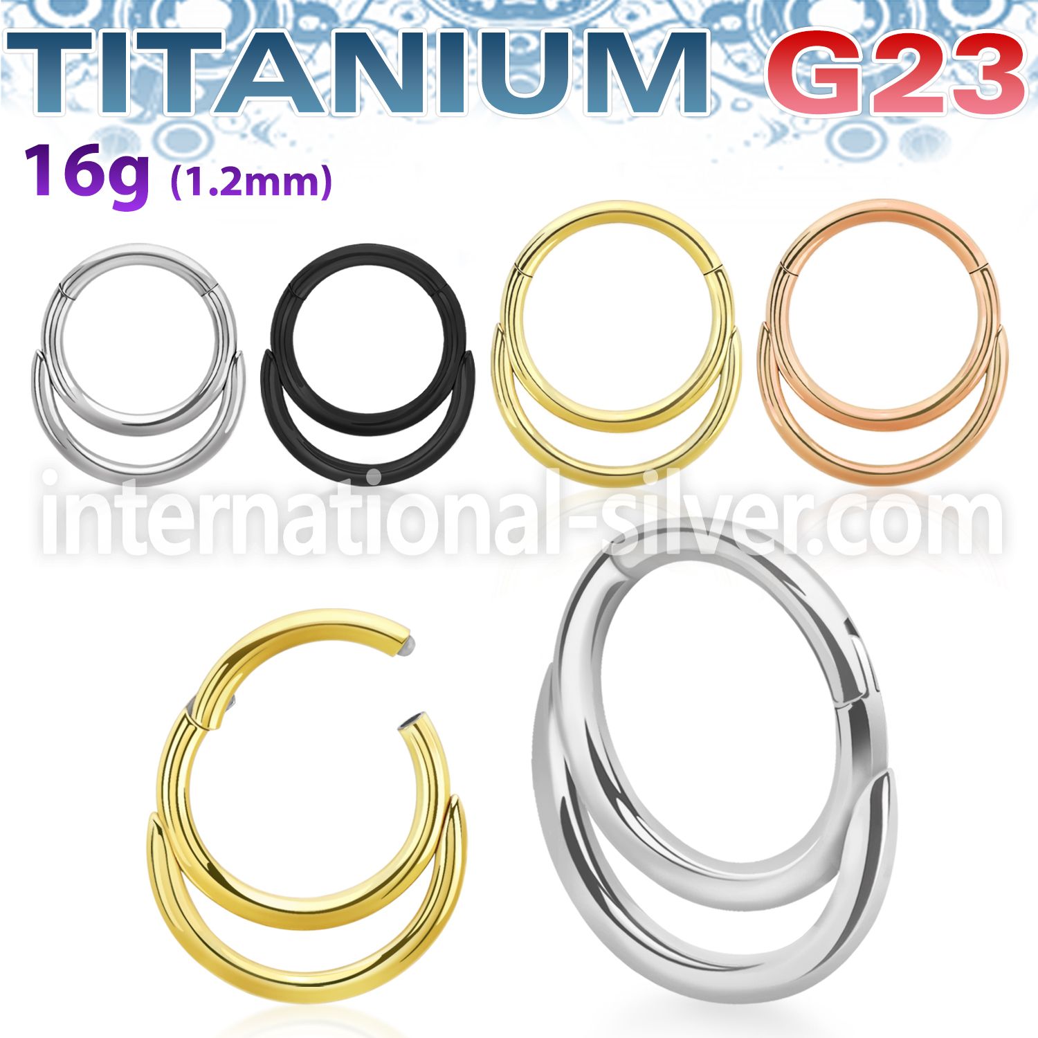 usgsh8 titanium hinged segment hoop 16g double rings